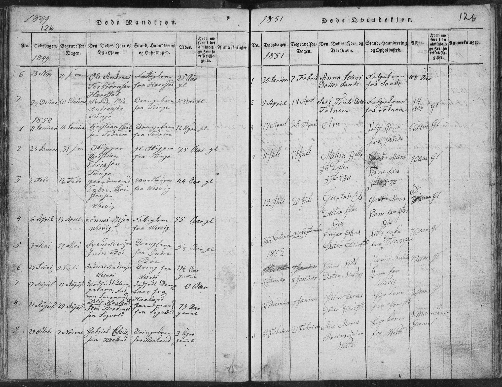 Hetland sokneprestkontor, SAST/A-101826/30/30BA/L0001: Parish register (official) no. A 1, 1816-1856, p. 126