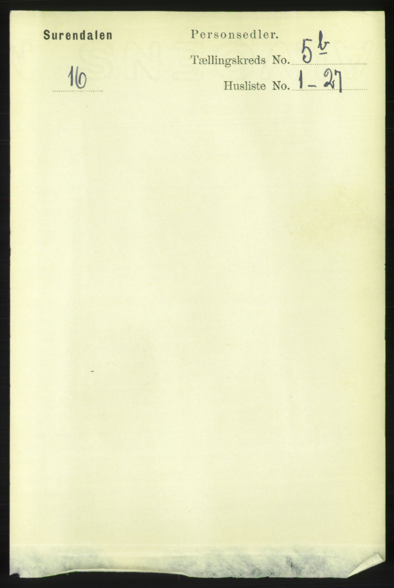 RA, 1891 census for 1566 Surnadal, 1891, p. 1485