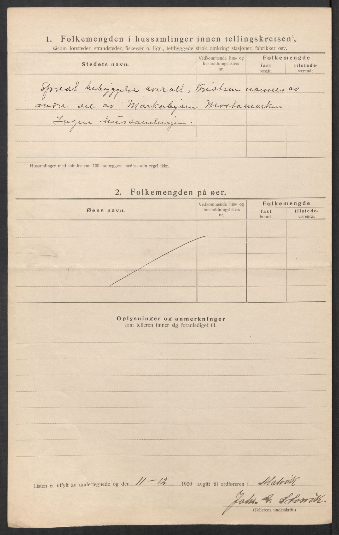 SAT, 1920 census for Malvik, 1920, p. 36