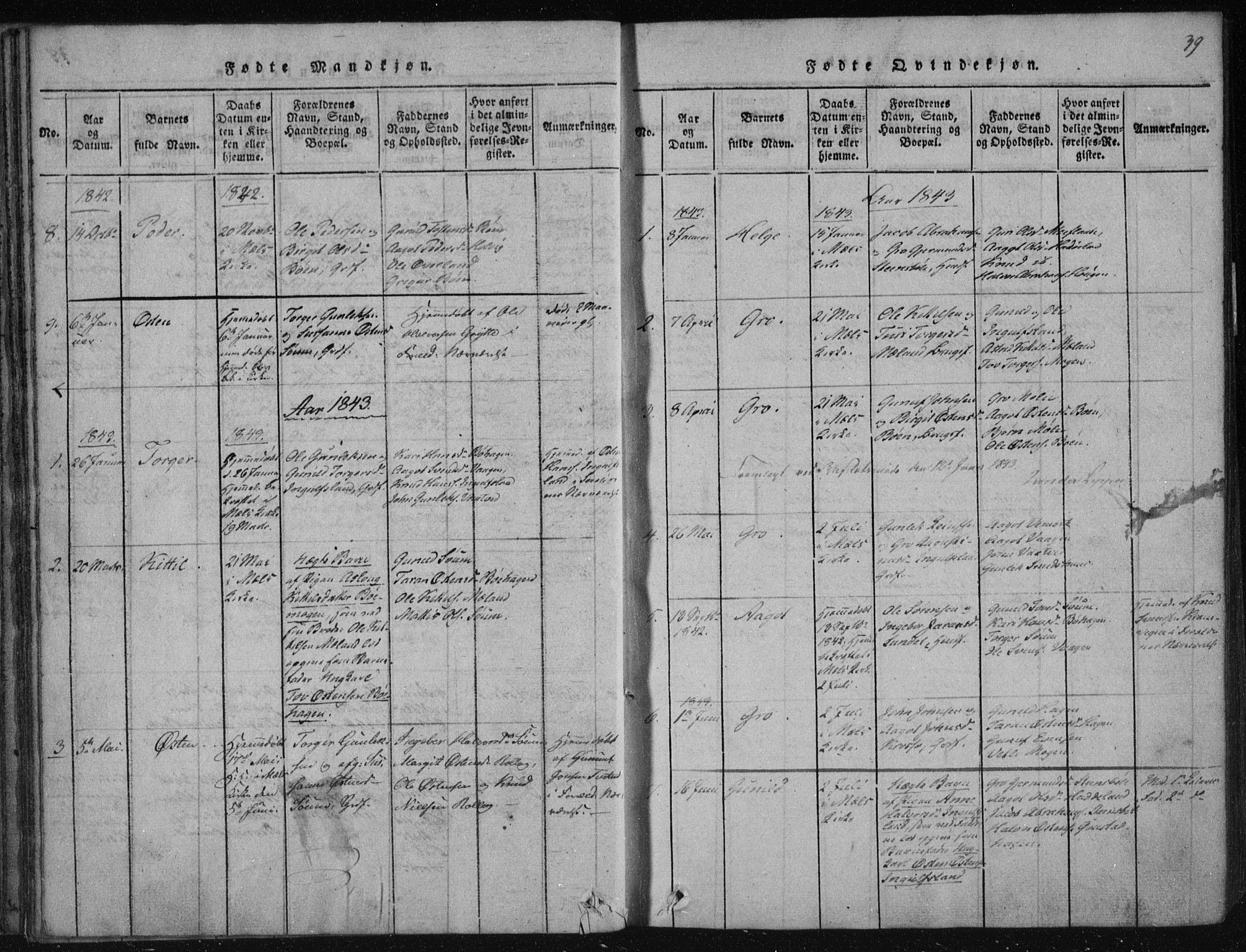 Tinn kirkebøker, AV/SAKO-A-308/F/Fc/L0001: Parish register (official) no. III 1, 1815-1843, p. 39