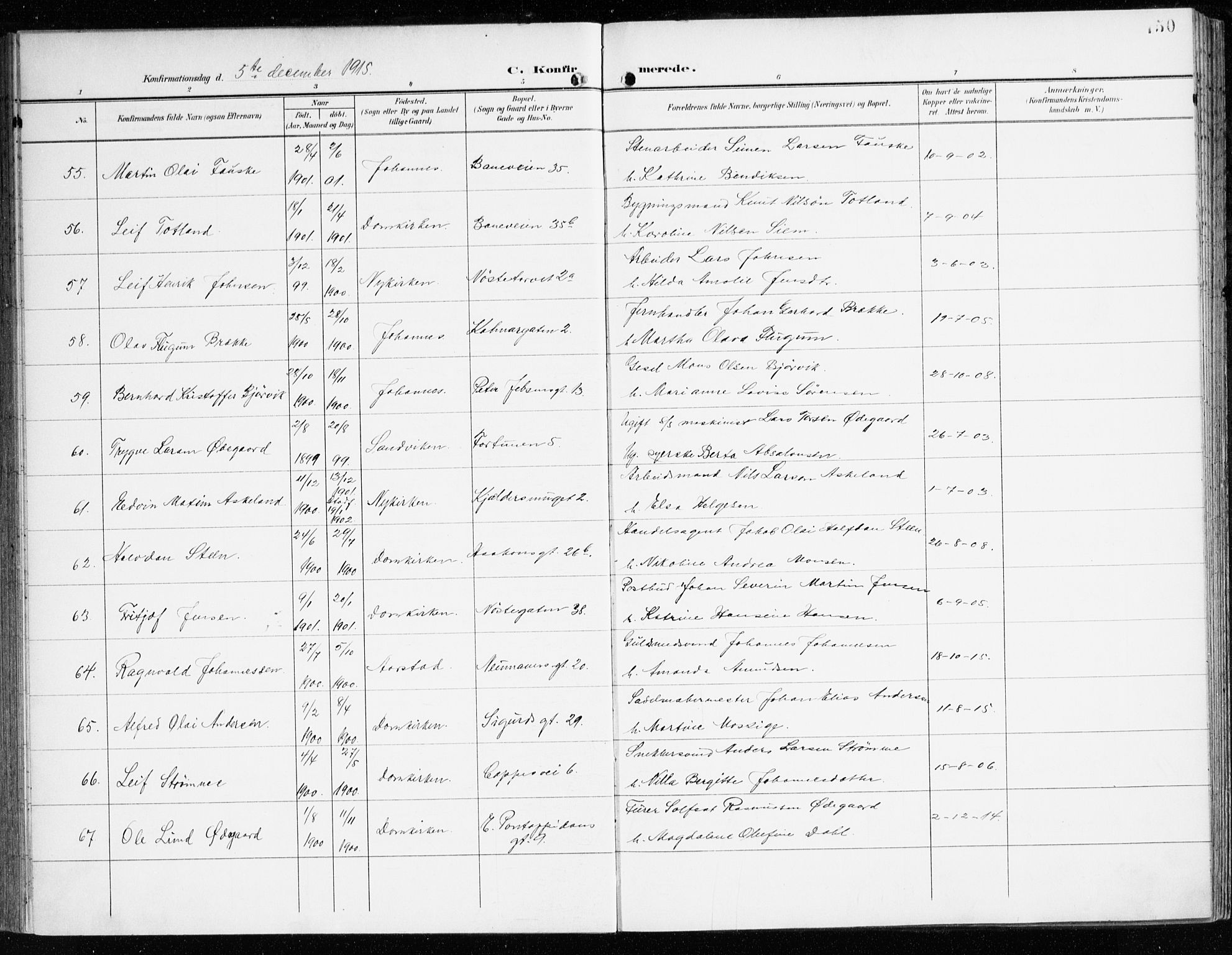 Domkirken sokneprestembete, AV/SAB-A-74801/H/Haa/L0031: Parish register (official) no. C 6, 1898-1915, p. 150