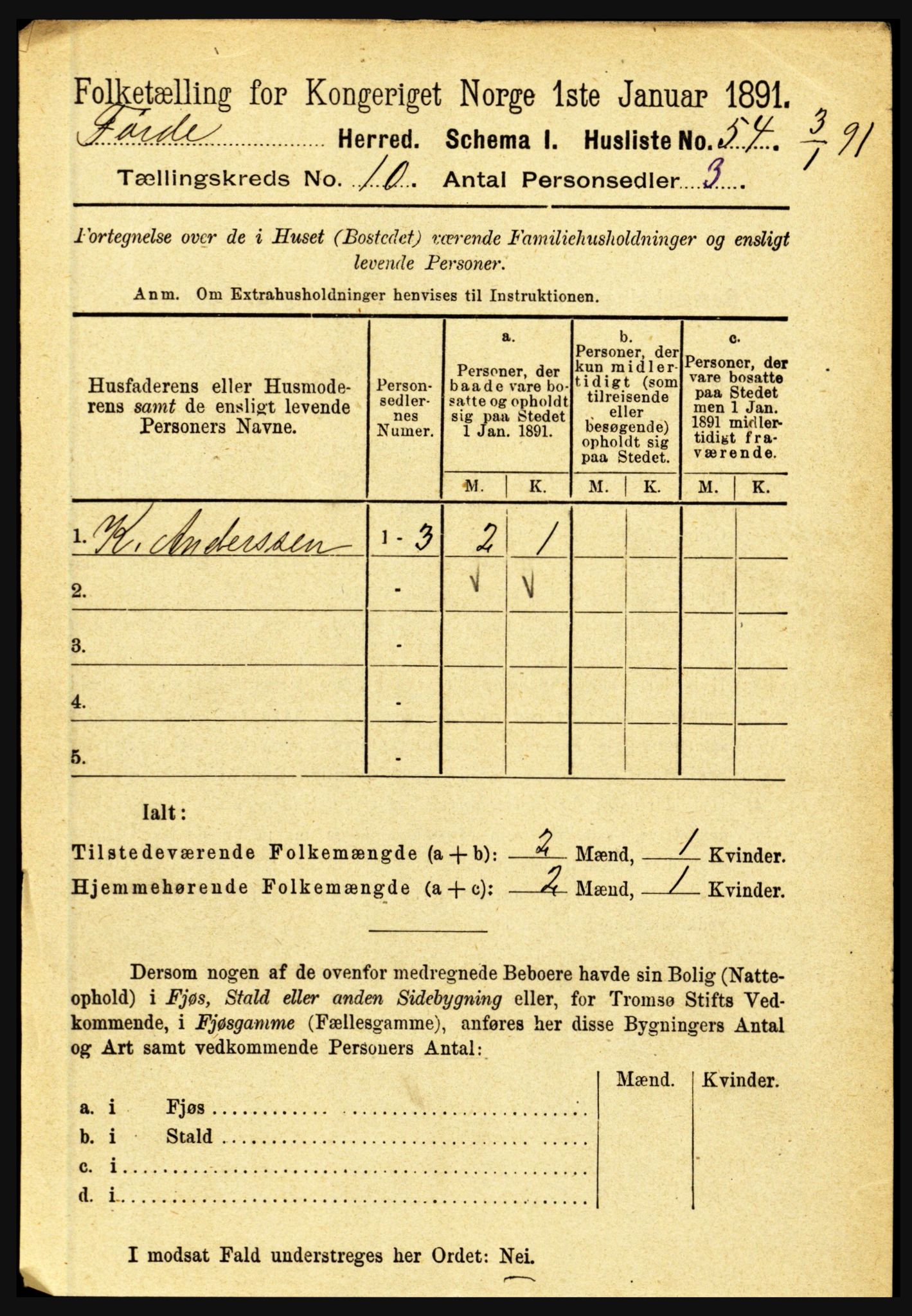 RA, 1891 census for 1432 Førde, 1891, p. 3664