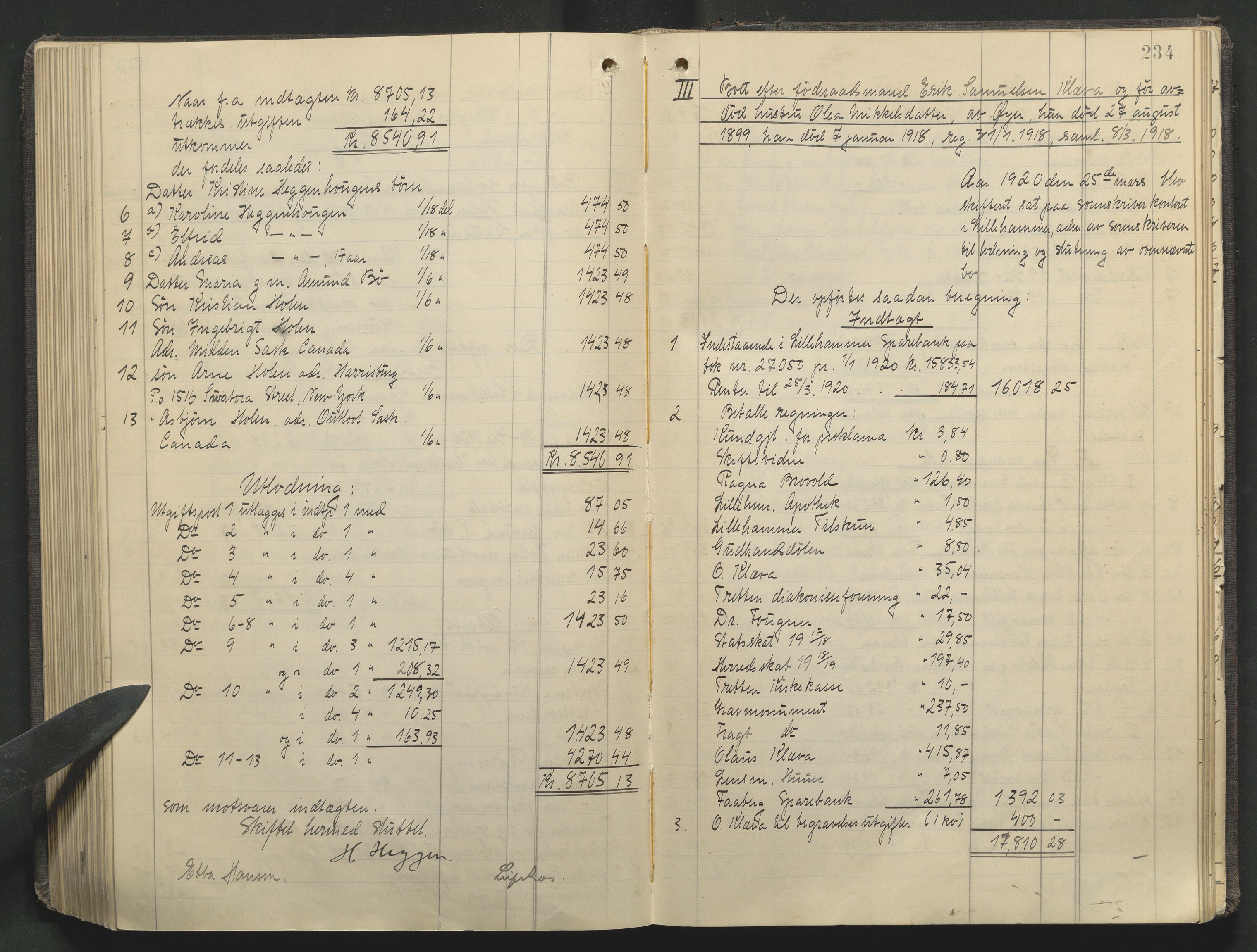 Sør-Gudbrandsdal tingrett, AV/SAH-TING-004/J/Ja/Jae/L0002: Skifteutlodningsprotokoll - landet, 1912-1921, p. 234