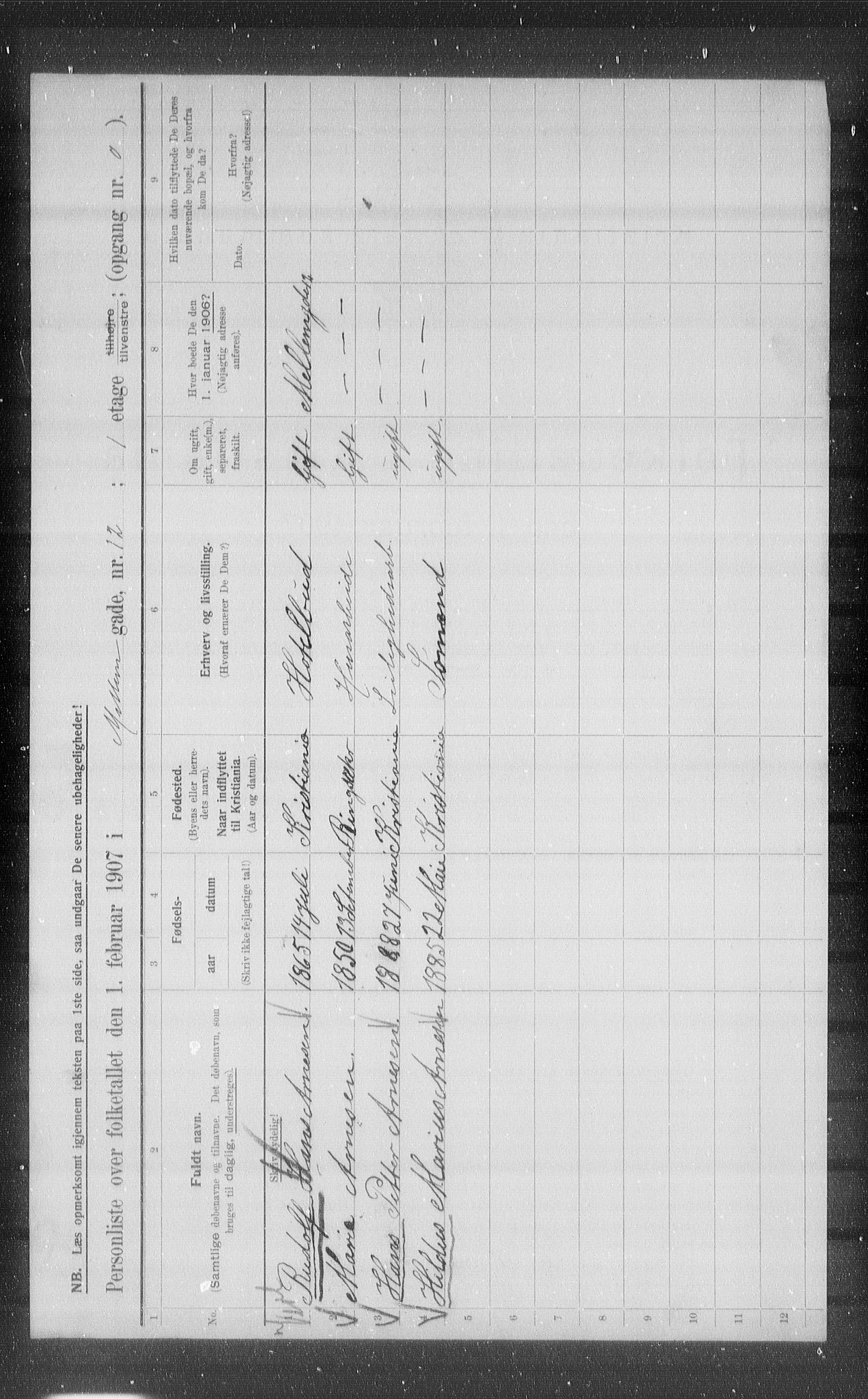 OBA, Municipal Census 1907 for Kristiania, 1907, p. 33262