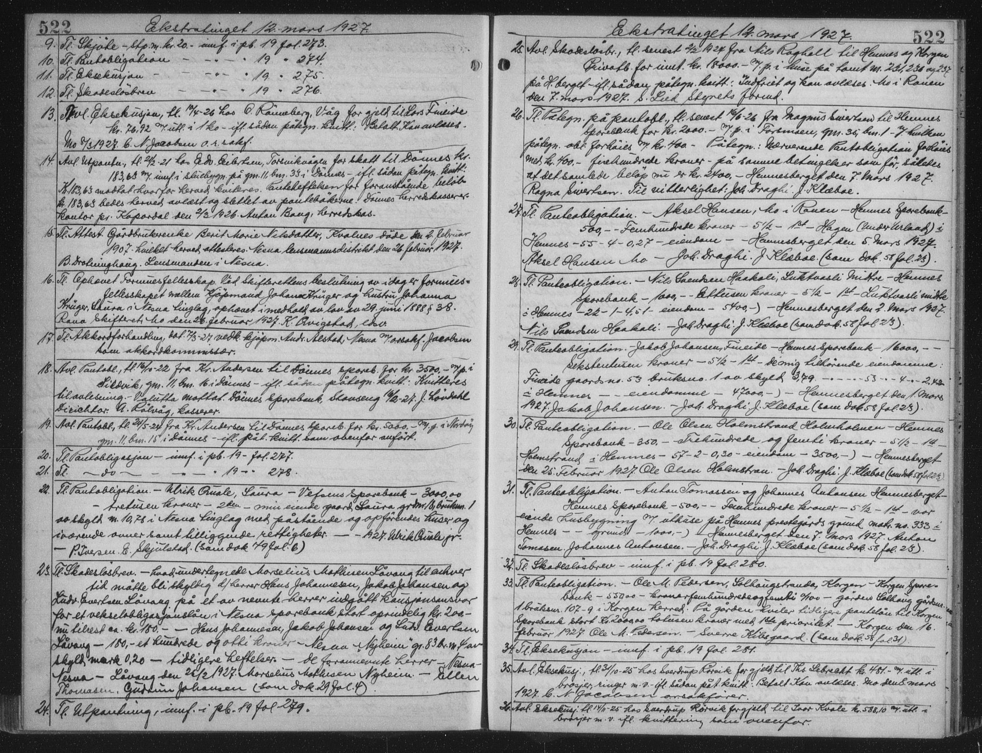 Rana sorenskriveri , AV/SAT-A-1108/1/2/2C/L0018: Mortgage book no. 18, 1923-1928, p. 522, Deed date: 12.03.1927