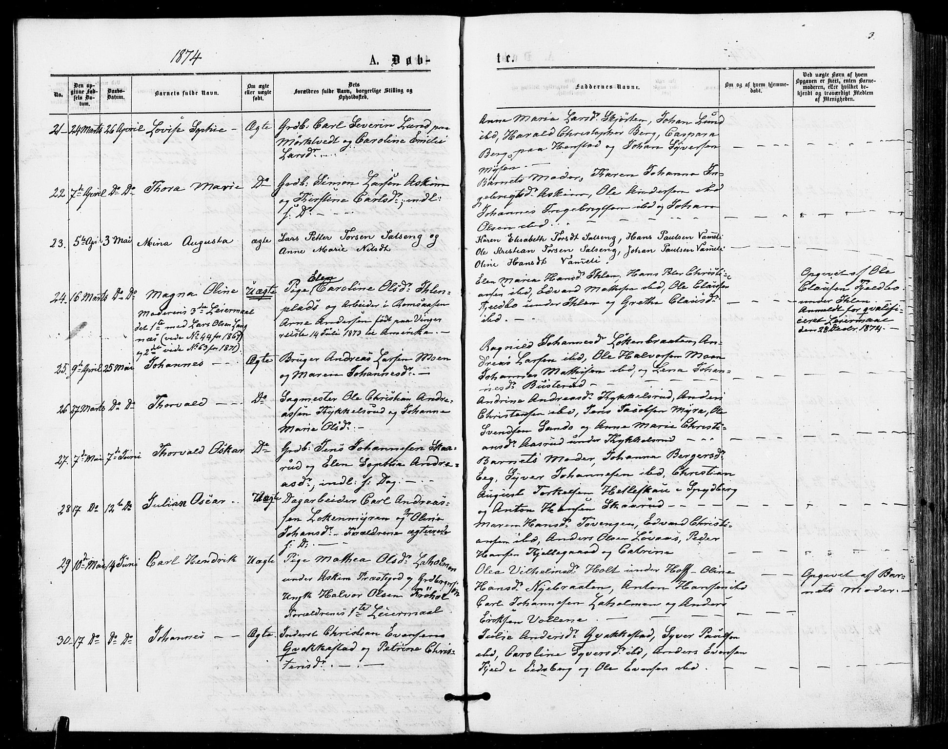 Askim prestekontor Kirkebøker, AV/SAO-A-10900/F/Fa/L0006: Parish register (official) no. 6, 1874-1881, p. 3