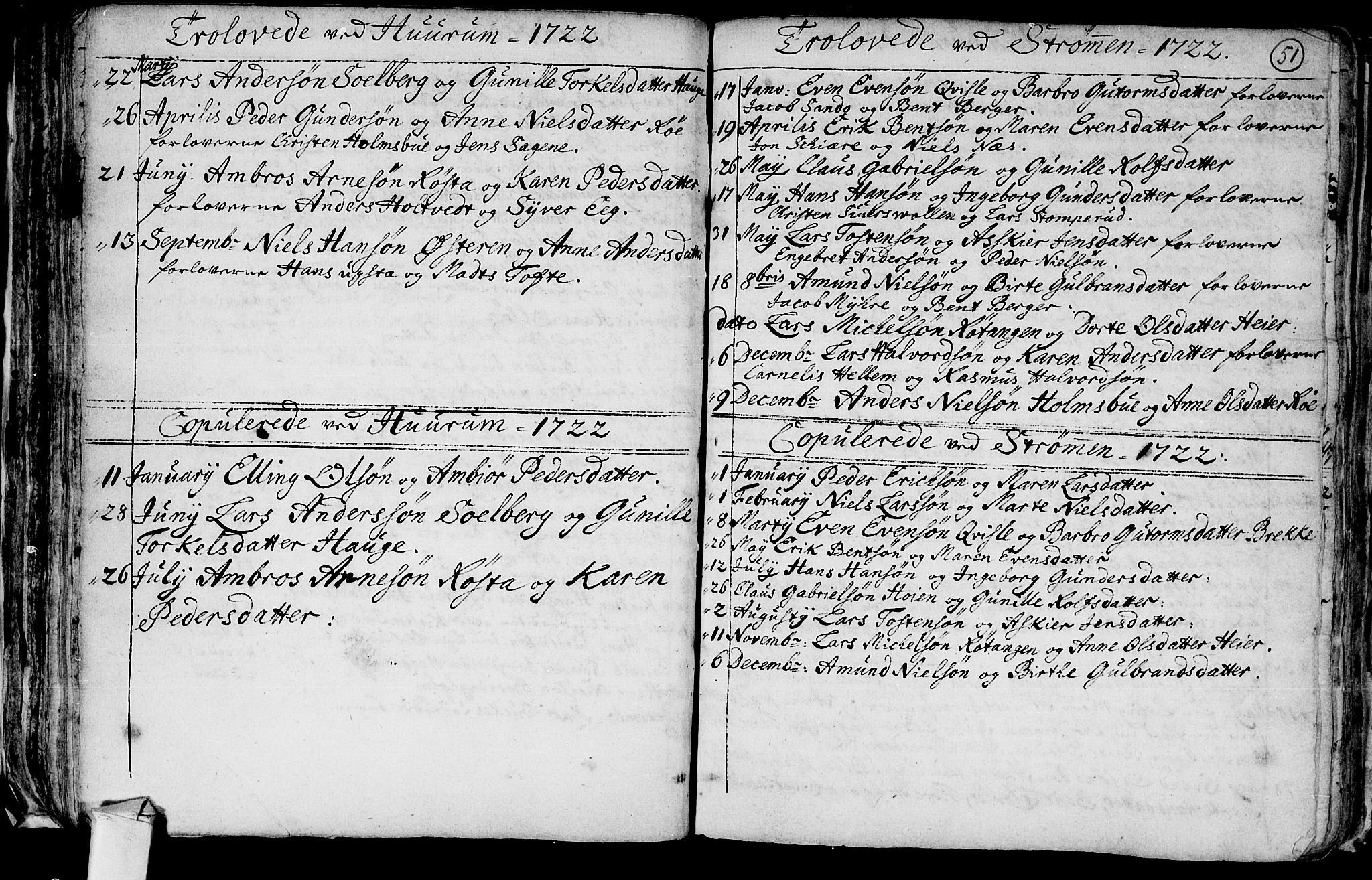 Hurum kirkebøker, AV/SAKO-A-229/F/Fa/L0001: Parish register (official) no. 1, 1715-1732, p. 51