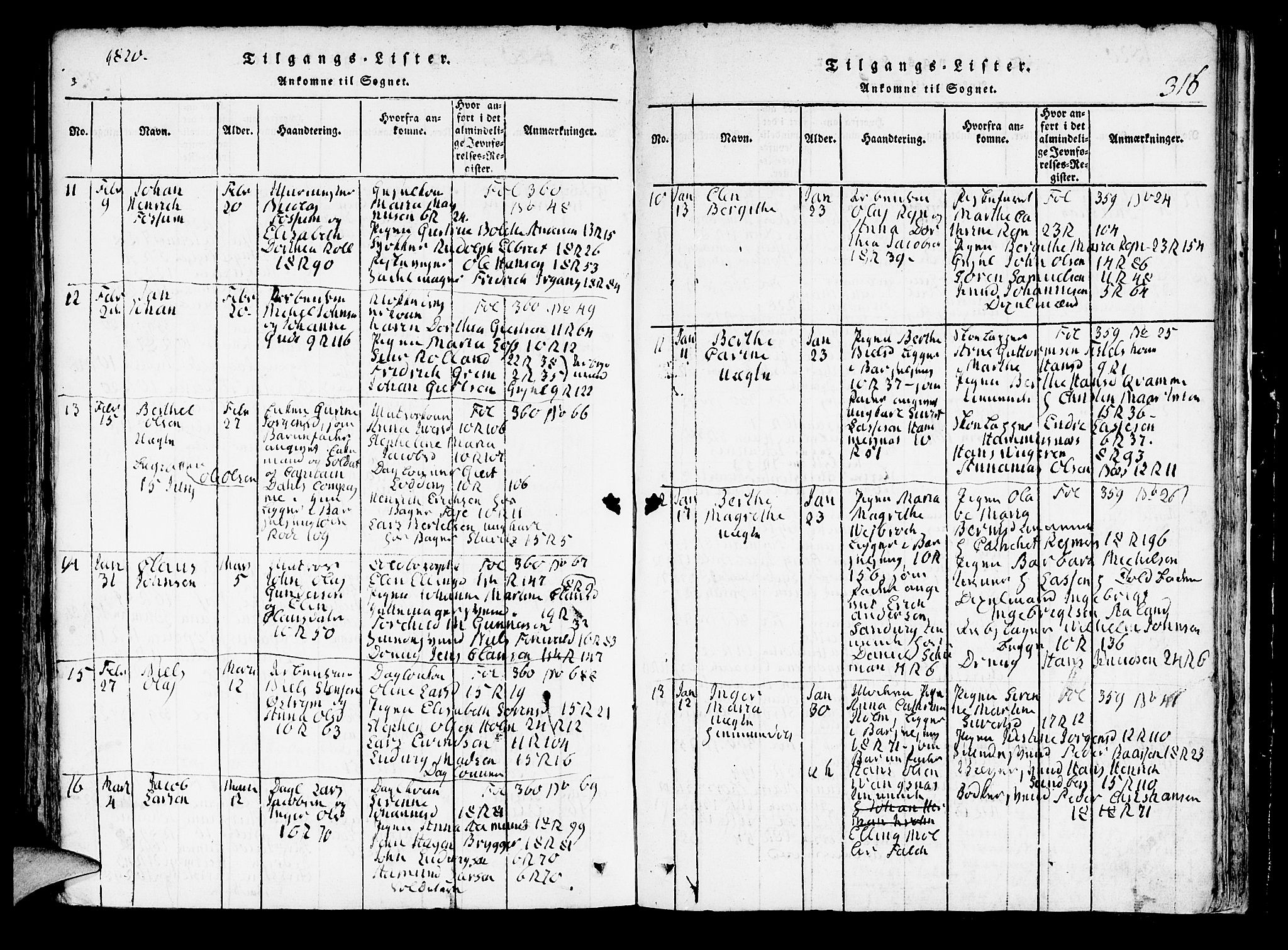 Domkirken sokneprestembete, AV/SAB-A-74801/H/Hab/L0001: Parish register (copy) no. A 1, 1816-1821, p. 316