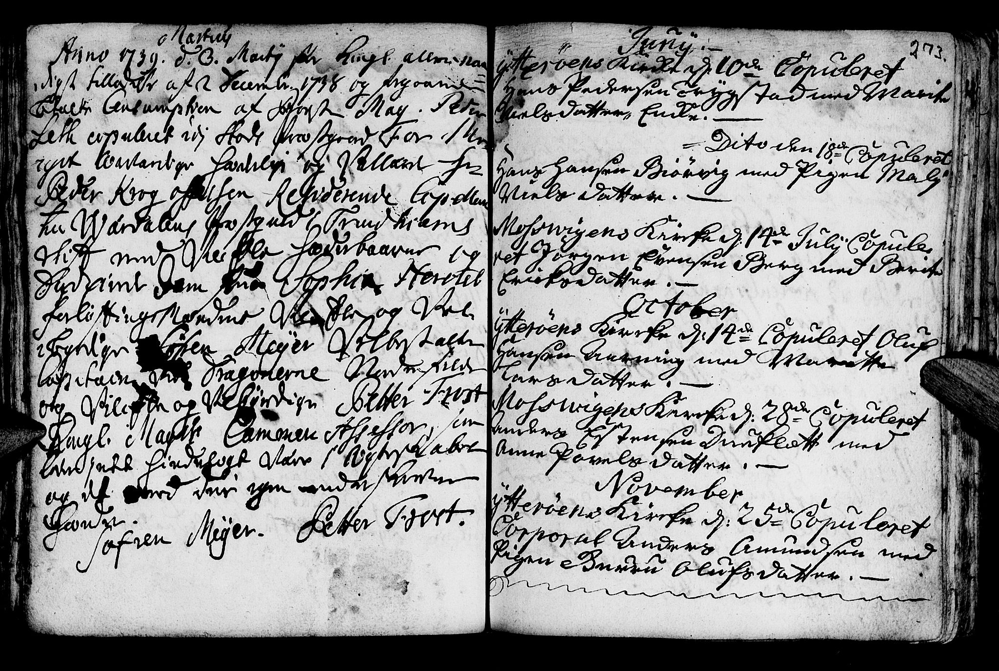 Ministerialprotokoller, klokkerbøker og fødselsregistre - Nord-Trøndelag, SAT/A-1458/722/L0215: Parish register (official) no. 722A02, 1718-1755, p. 273