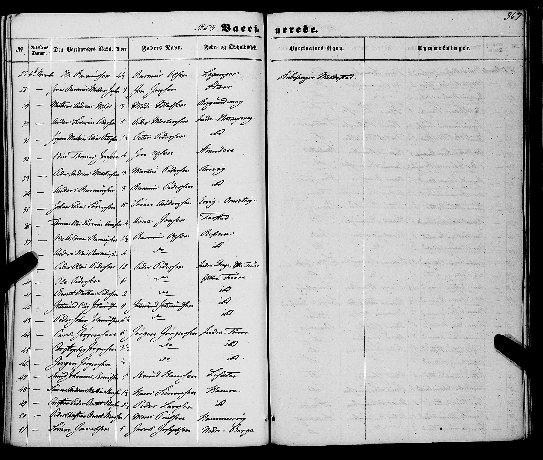 Selje sokneprestembete, SAB/A-99938/H/Ha/Haa/Haaa: Parish register (official) no. A 11, 1858-1870, p. 367