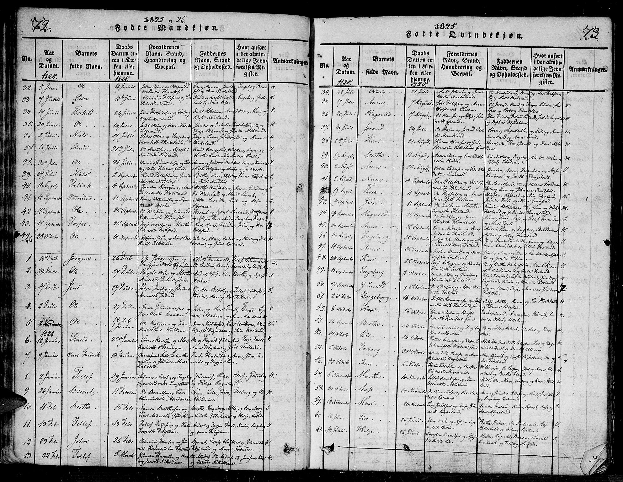 Evje sokneprestkontor, SAK/1111-0008/F/Fa/Faa/L0004: Parish register (official) no. A 4, 1816-1840, p. 72-73