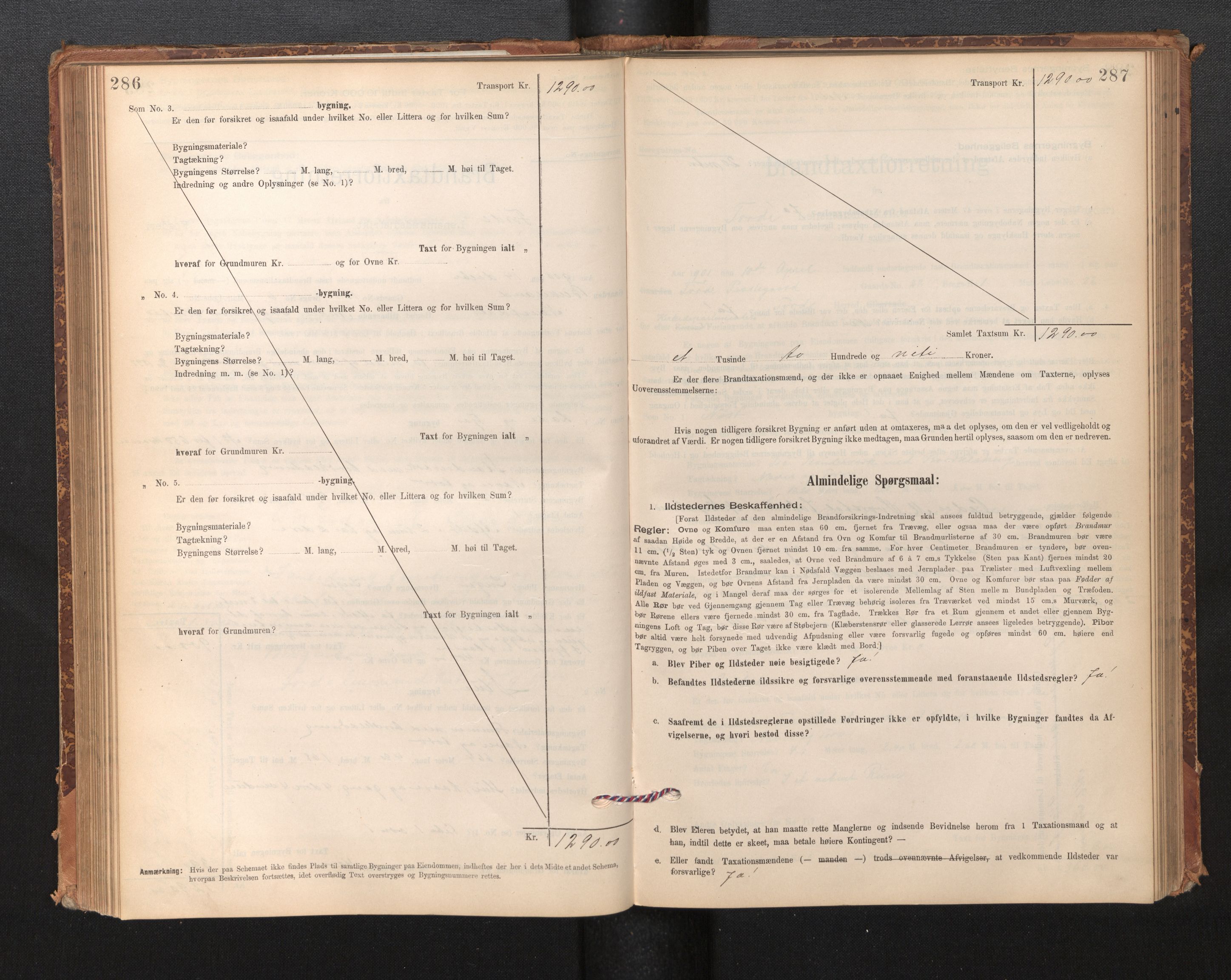 Lensmannen i Førde, AV/SAB-A-27401/0012/L0008: Branntakstprotokoll, skjematakst, 1895-1922, p. 286-287