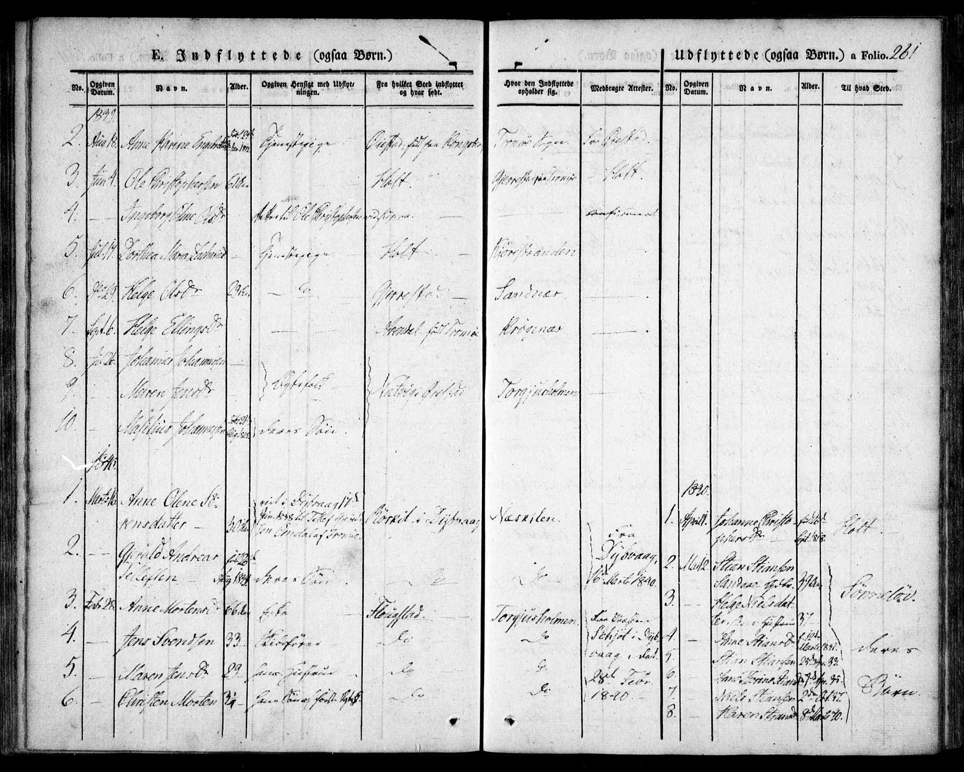 Tromøy sokneprestkontor, SAK/1111-0041/F/Fa/L0004: Parish register (official) no. A 4, 1837-1846, p. 261
