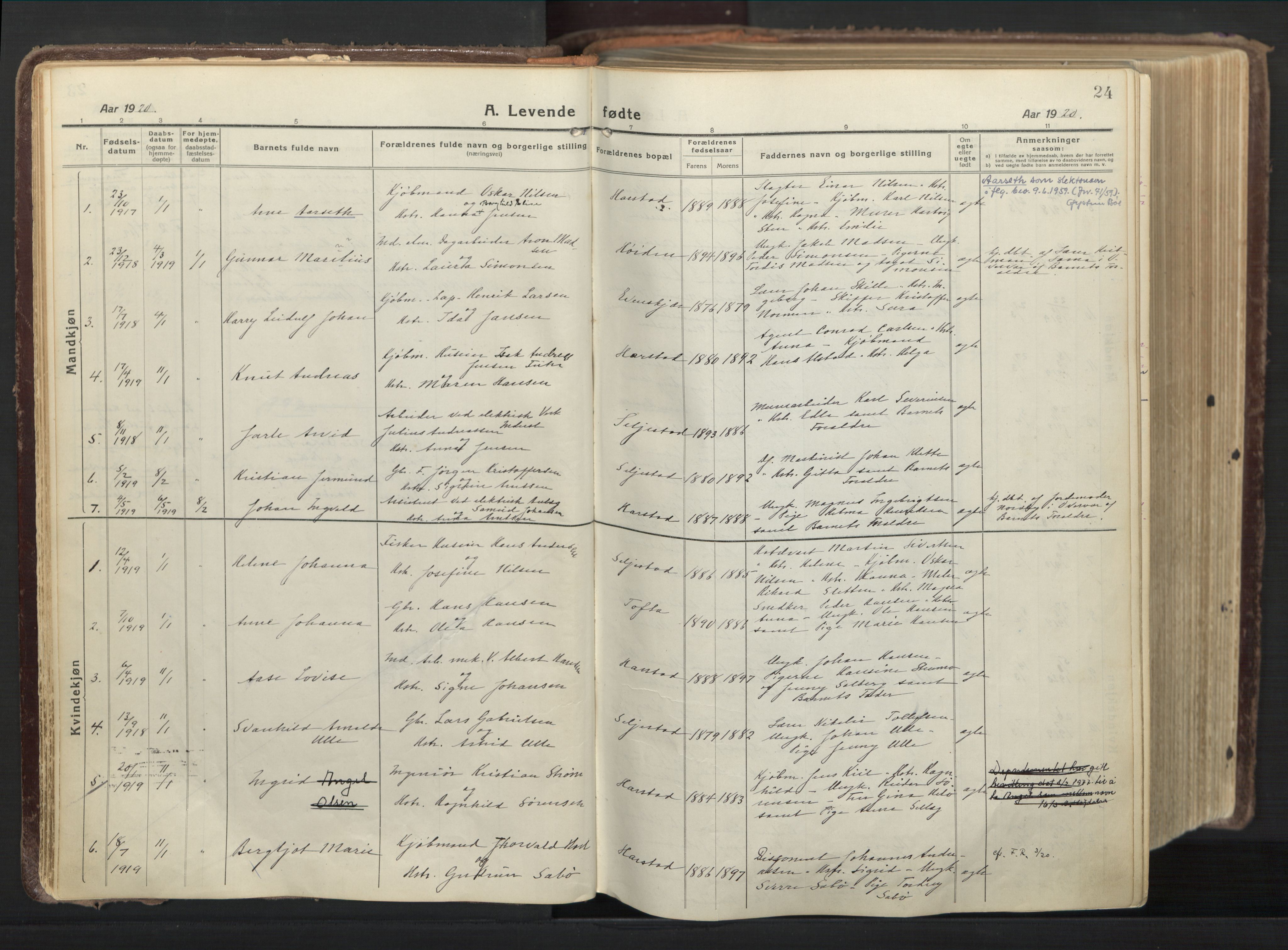 Trondenes sokneprestkontor, SATØ/S-1319/H/Ha/L0019kirke: Parish register (official) no. 19, 1919-1928, p. 24