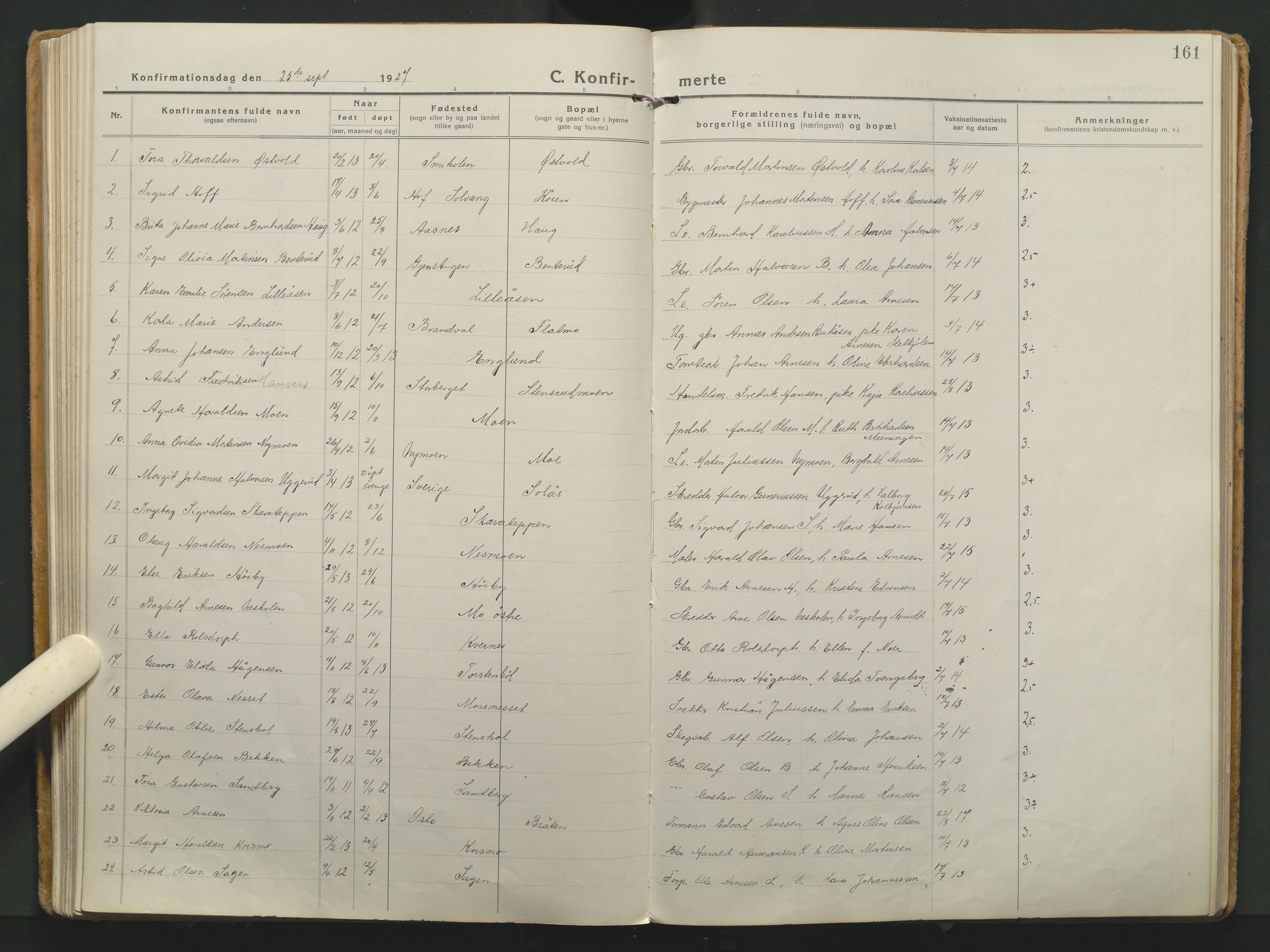 Grue prestekontor, AV/SAH-PREST-036/H/Ha/Haa/L0018: Parish register (official) no. 18, 1923-1940, p. 161