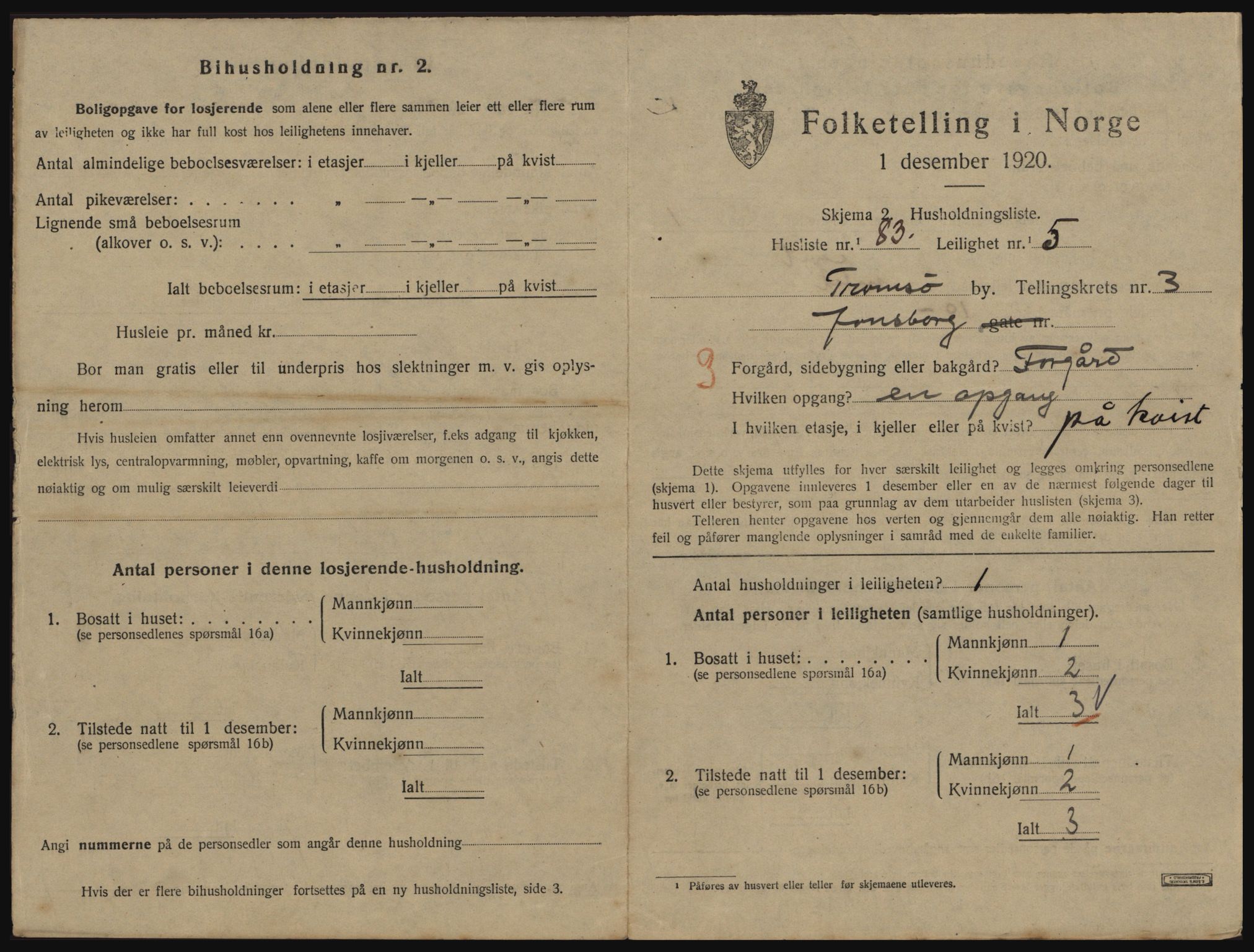 SATØ, 1920 census for Tromsø, 1920, p. 3367