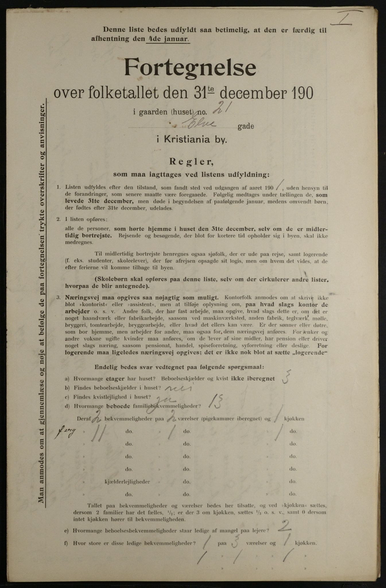 OBA, Municipal Census 1901 for Kristiania, 1901, p. 3323