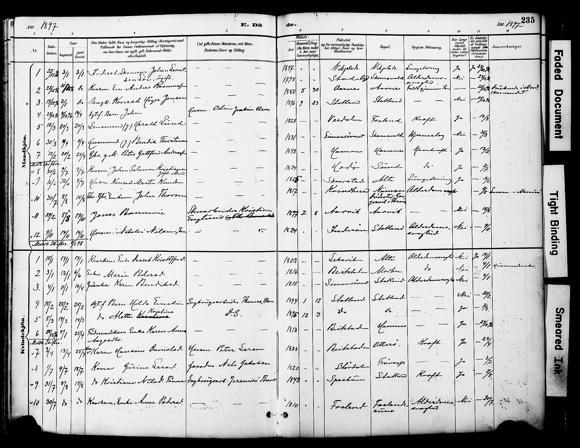 Ministerialprotokoller, klokkerbøker og fødselsregistre - Nord-Trøndelag, AV/SAT-A-1458/774/L0628: Parish register (official) no. 774A02, 1887-1903, p. 235