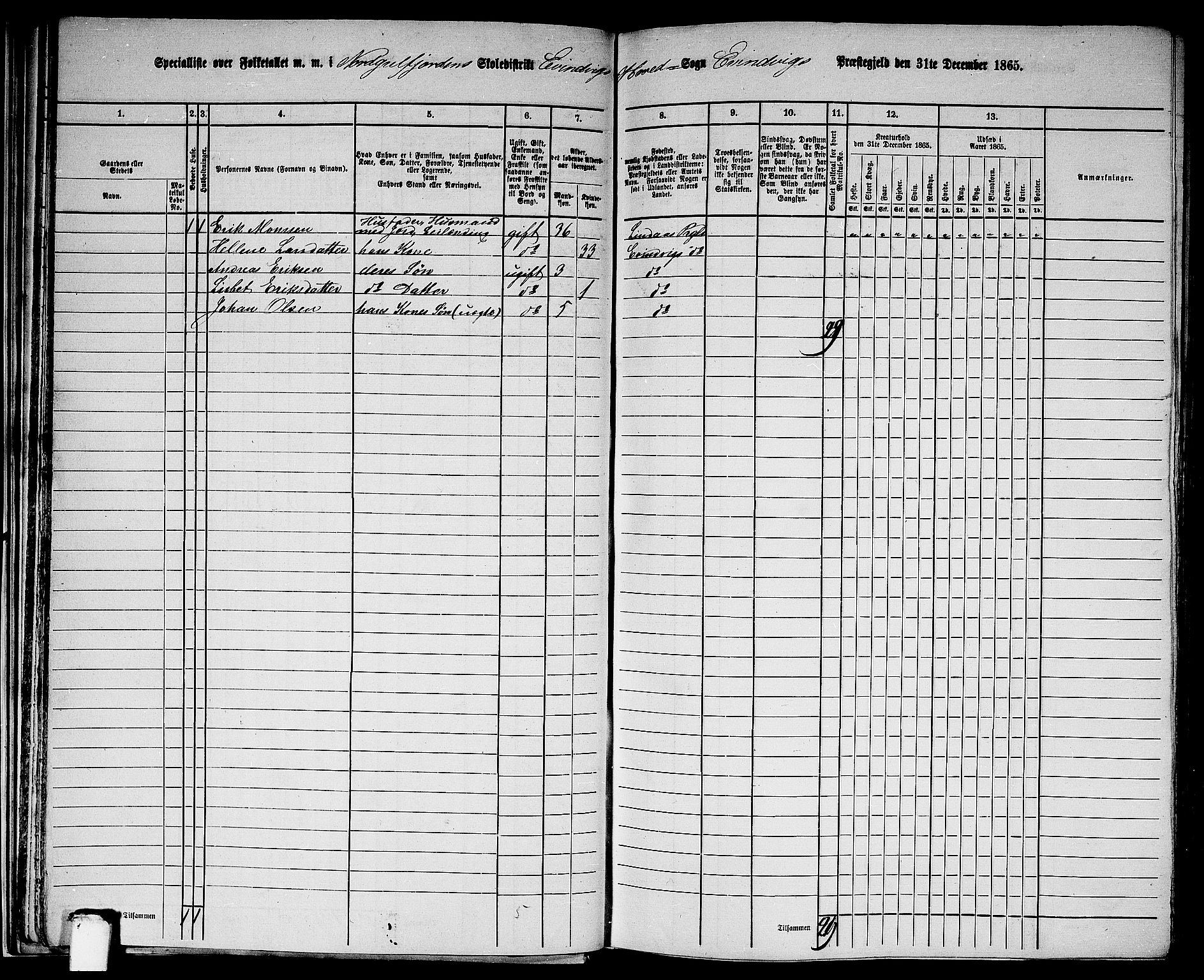 RA, 1865 census for Eivindvik, 1865, p. 37