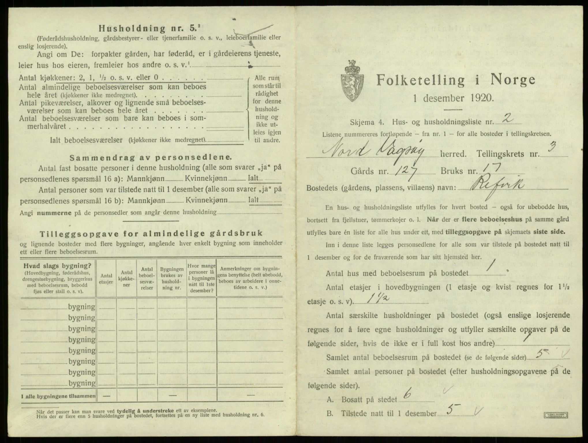 SAB, 1920 census for Nord-Vågsøy, 1920, p. 120