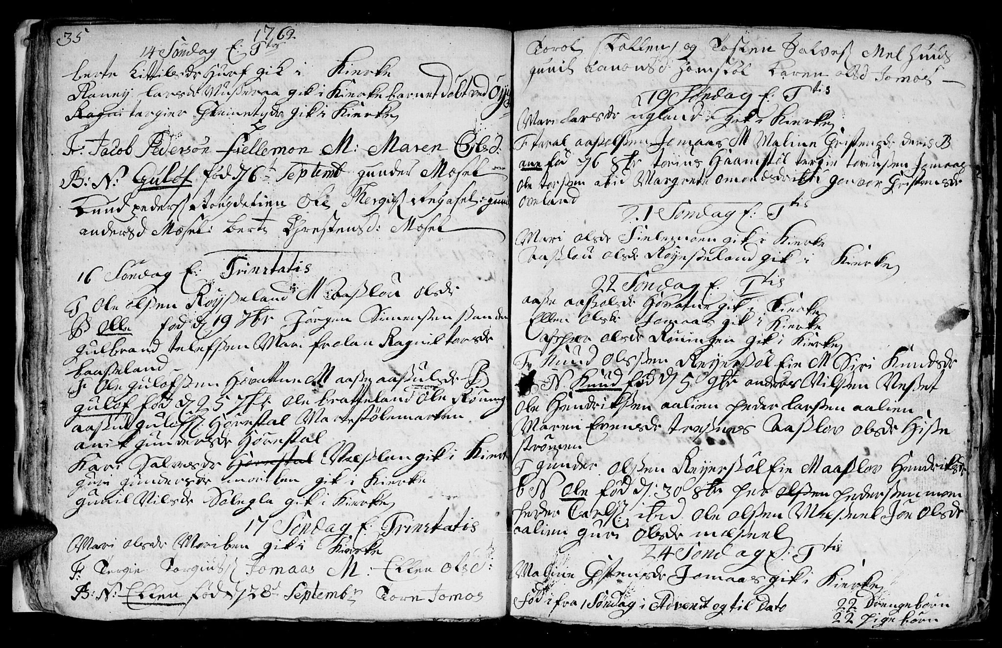 Froland sokneprestkontor, SAK/1111-0013/F/Fb/L0003: Parish register (copy) no. B 3, 1759-1776, p. 35-36