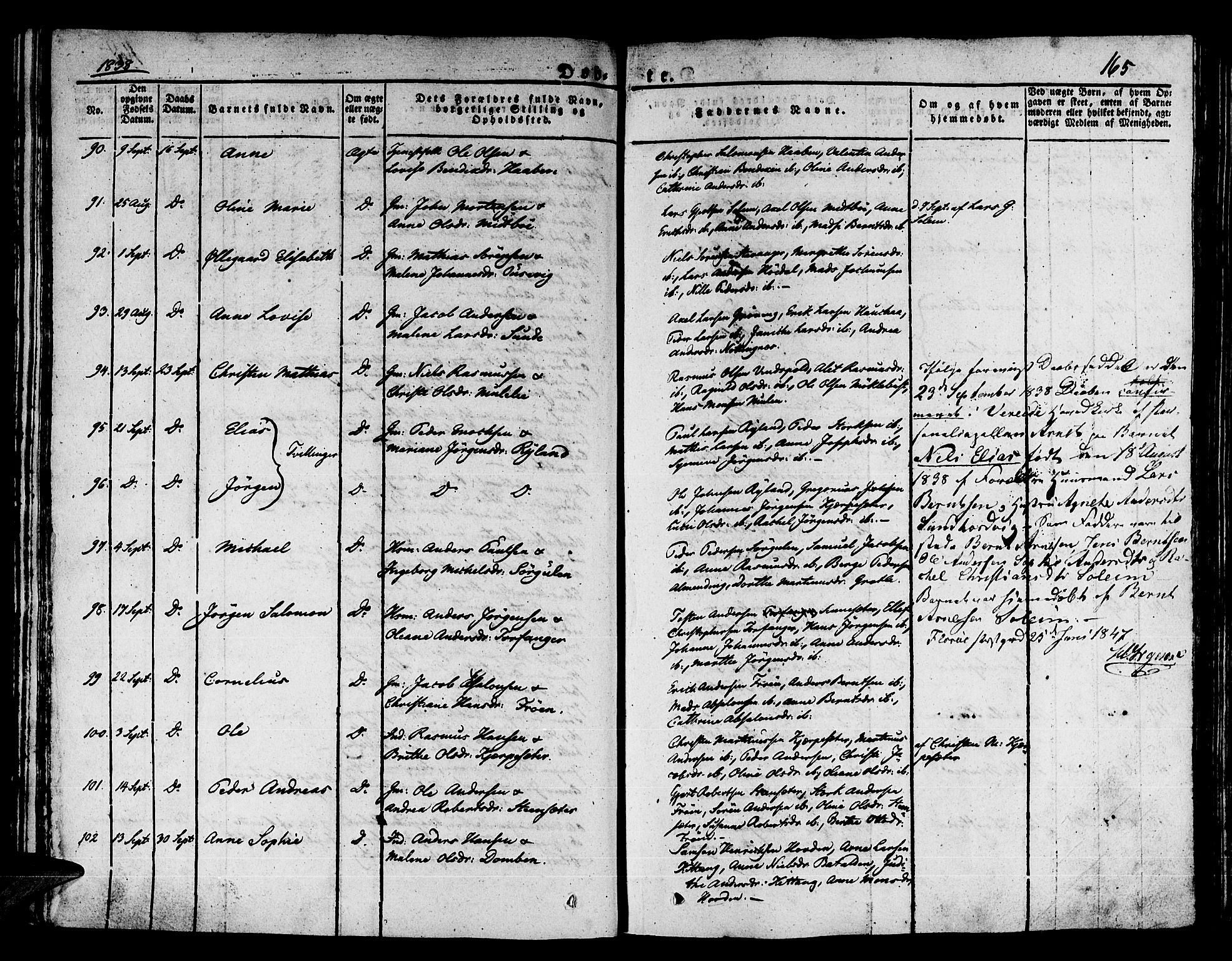 Kinn sokneprestembete, AV/SAB-A-80801/H/Haa/Haaa/L0004/0001: Parish register (official) no. A 4I, 1822-1840, p. 165