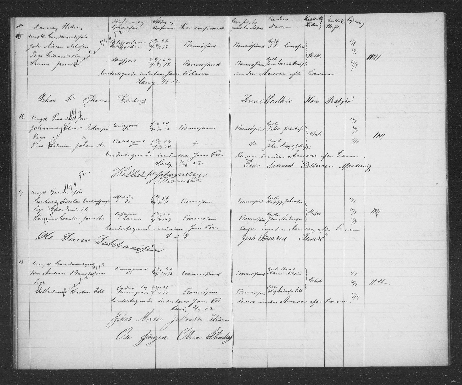 Tromsøysund sokneprestkontor, AV/SATØ-S-1304/H/Hc/L0056: Banns register no. 56, 1880-1887