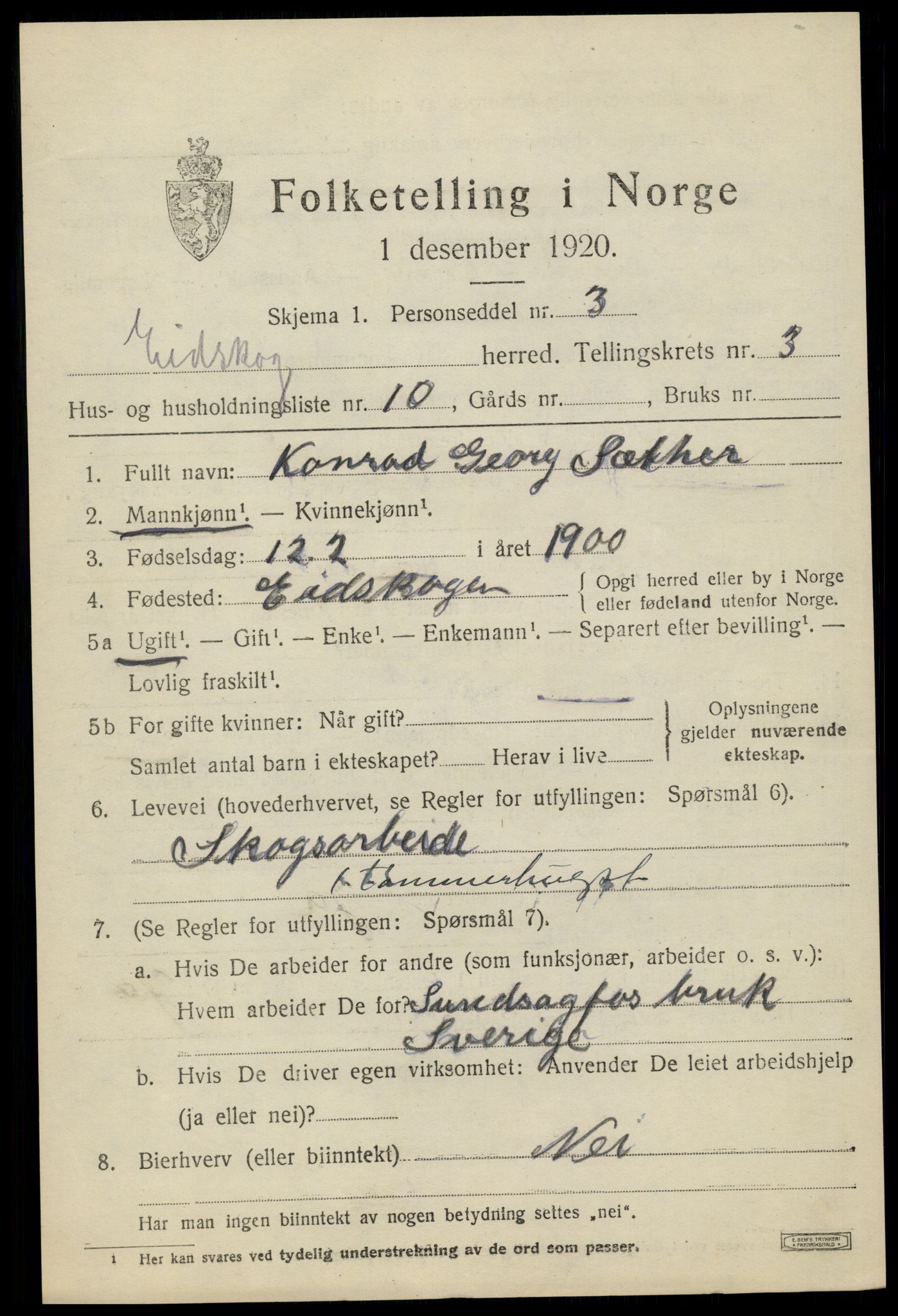 SAH, 1920 census for Eidskog, 1920, p. 4115