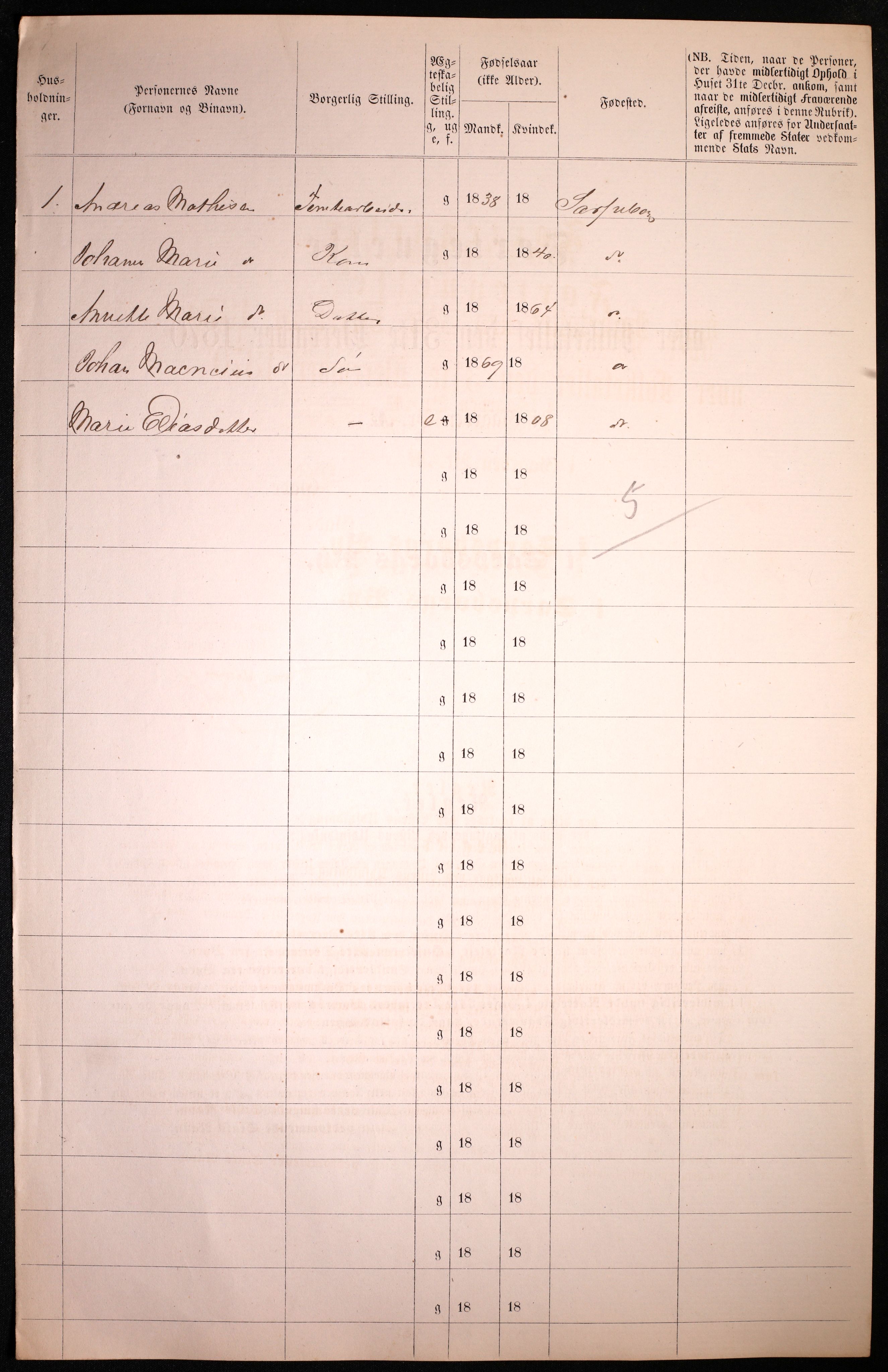 RA, 1870 census for 0102 Sarpsborg, 1870, p. 262