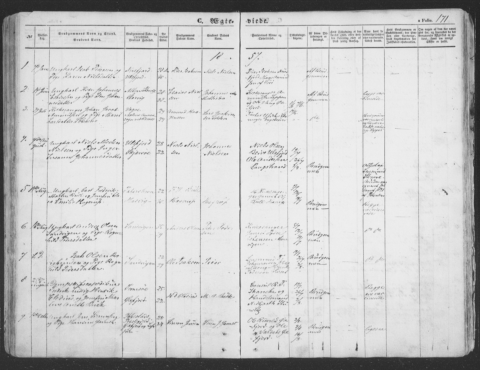 Loppa sokneprestkontor, SATØ/S-1339/H/Ha/L0004kirke: Parish register (official) no. 4, 1849-1868, p. 171