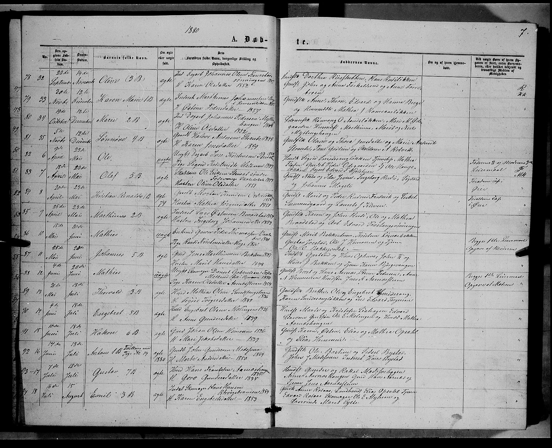 Ringebu prestekontor, AV/SAH-PREST-082/H/Ha/Hab/L0006: Parish register (copy) no. 6, 1880-1898, p. 7