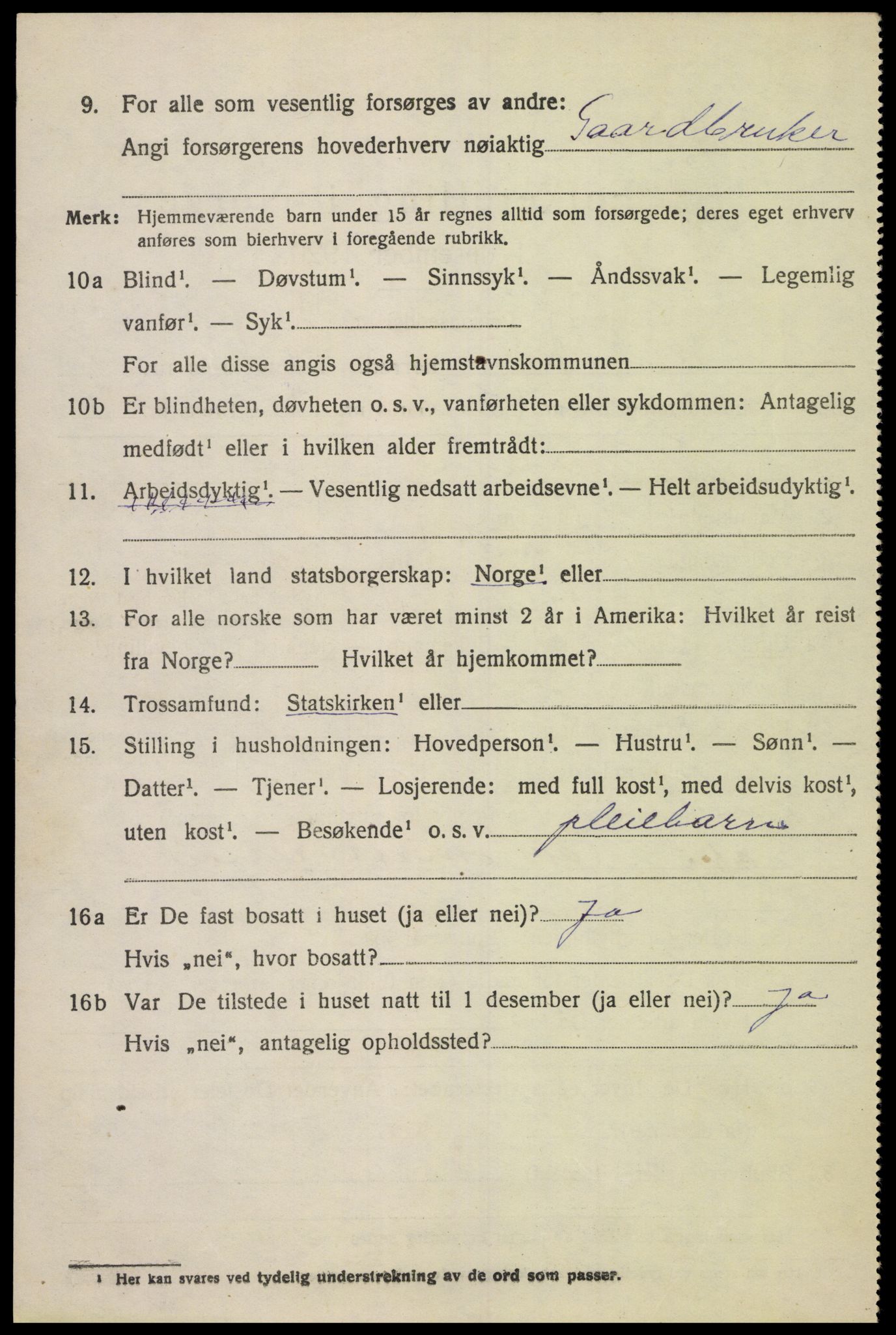 SAK, 1920 census for Grindheim, 1920, p. 556