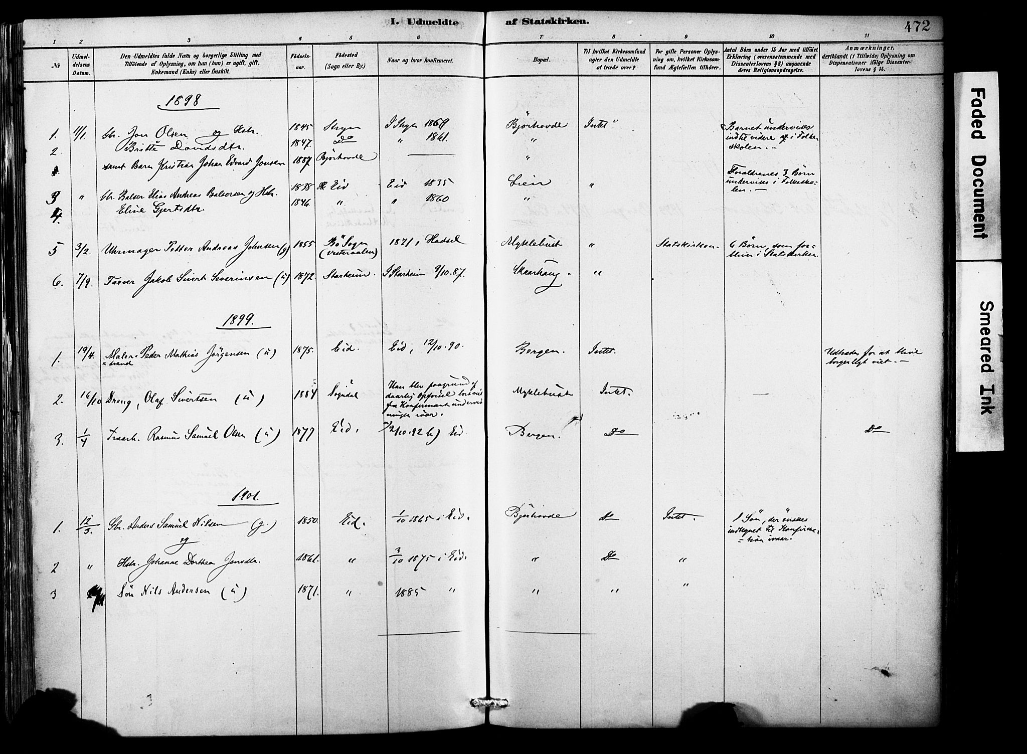 Eid sokneprestembete, SAB/A-82301/H/Haa/Haab/L0001: Parish register (official) no. B 1, 1879-1906, p. 472