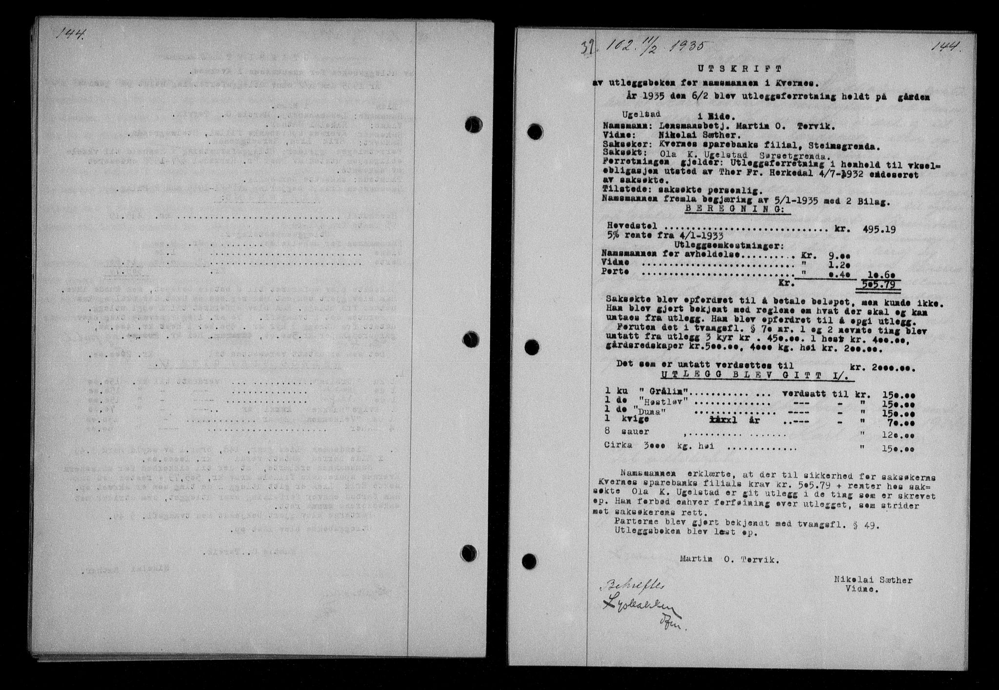 Nordmøre sorenskriveri, AV/SAT-A-4132/1/2/2Ca/L0084: Mortgage book no. 74, 1935-1935, Deed date: 11.02.1935