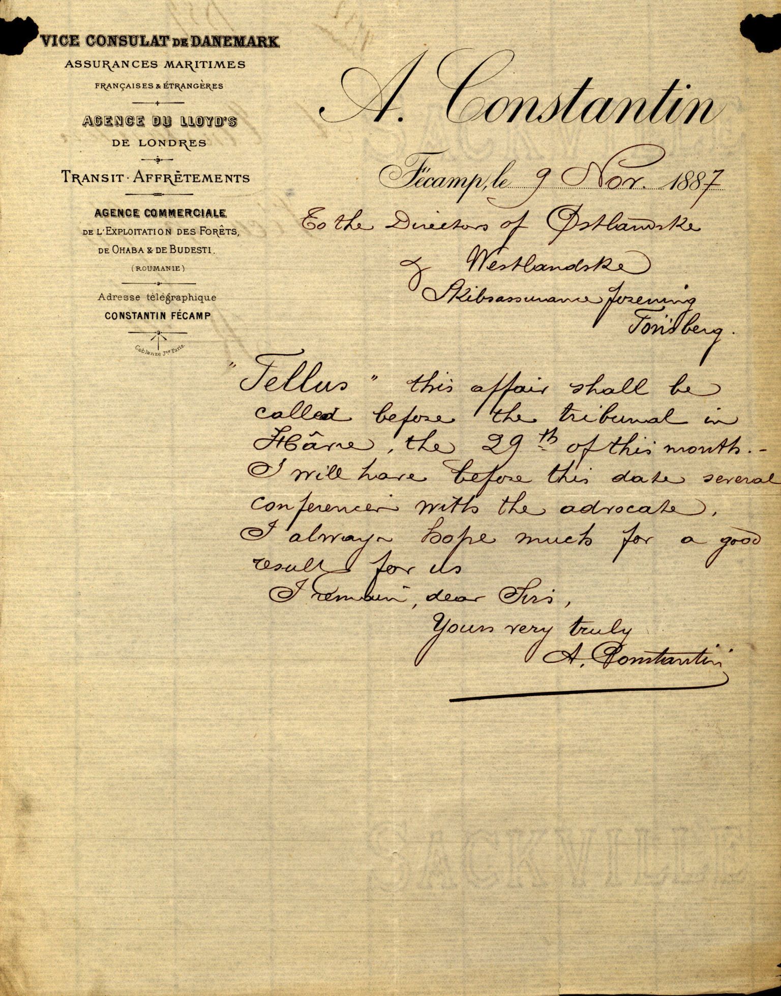 Pa 63 - Østlandske skibsassuranceforening, VEMU/A-1079/G/Ga/L0020/0001: Havaridokumenter / Tellus, Telanak, Wilhelmine, 1887, p. 73