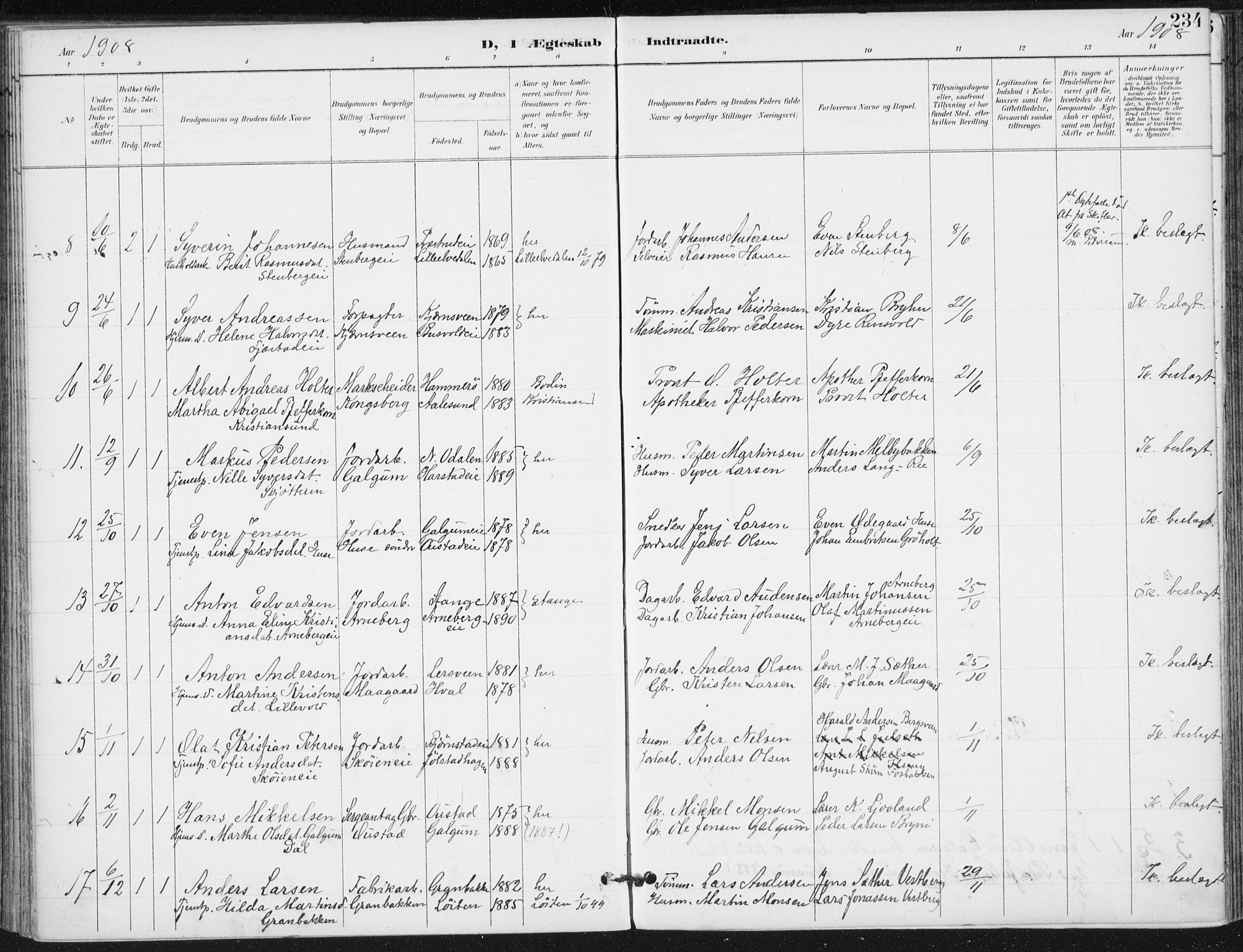 Romedal prestekontor, SAH/PREST-004/K/L0011: Parish register (official) no. 11, 1896-1912, p. 234