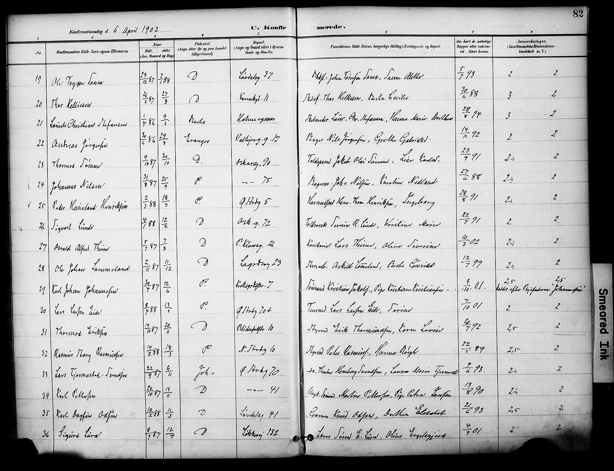 Domkirken sokneprestkontor, SAST/A-101812/001/30/30BA/L0031: Parish register (official) no. A 30, 1896-1916, p. 82