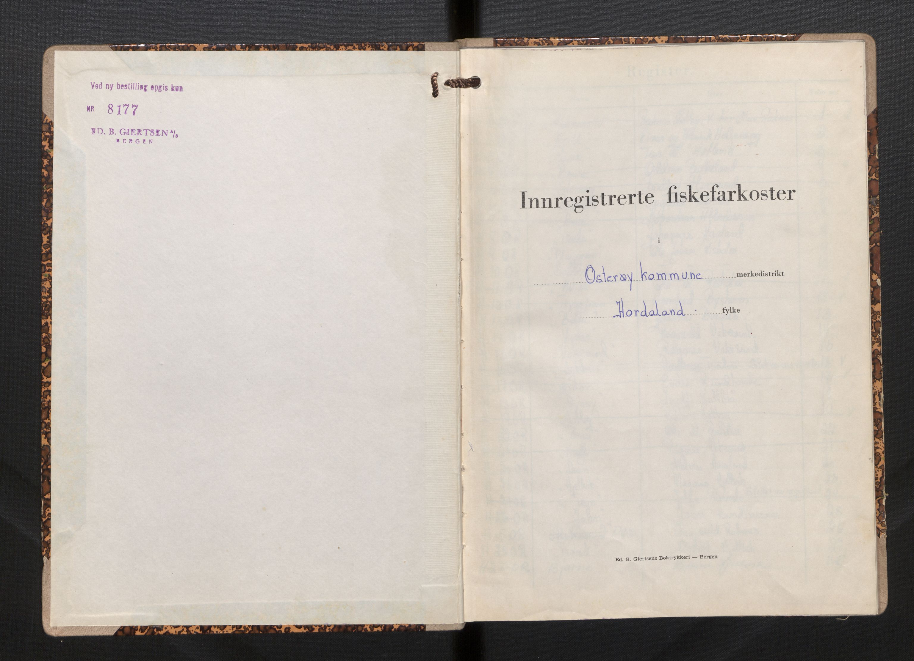 Fiskeridirektoratet - 1 Adm. ledelse - 13 Båtkontoret, AV/SAB-A-2003/I/Ia/Iah/L0105: 135.0837/1 Merkeprotokoll - Osterøy, 1963-1968