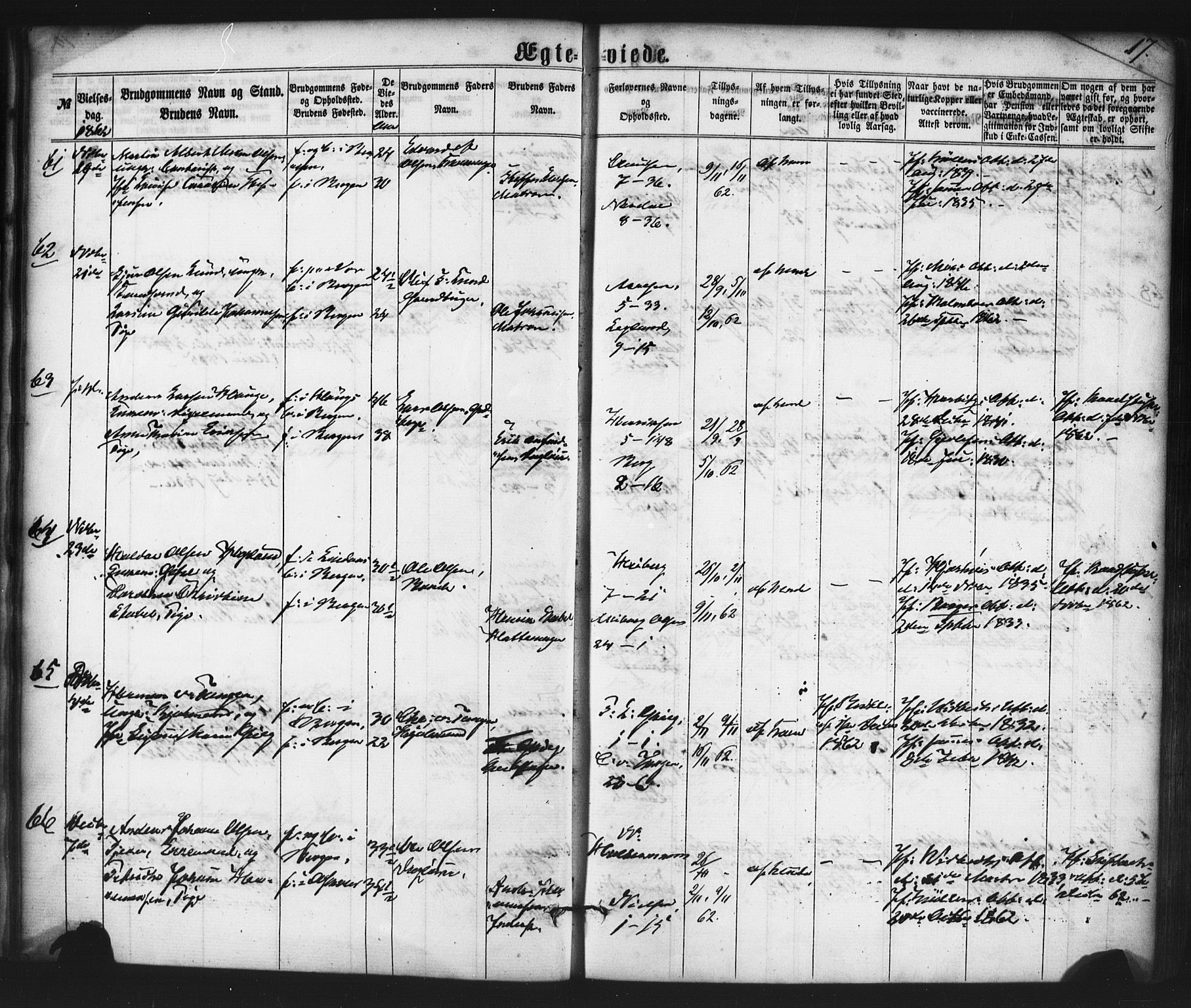 Nykirken Sokneprestembete, AV/SAB-A-77101/H/Haa/L0032: Parish register (official) no. D 2, 1861-1883, p. 17