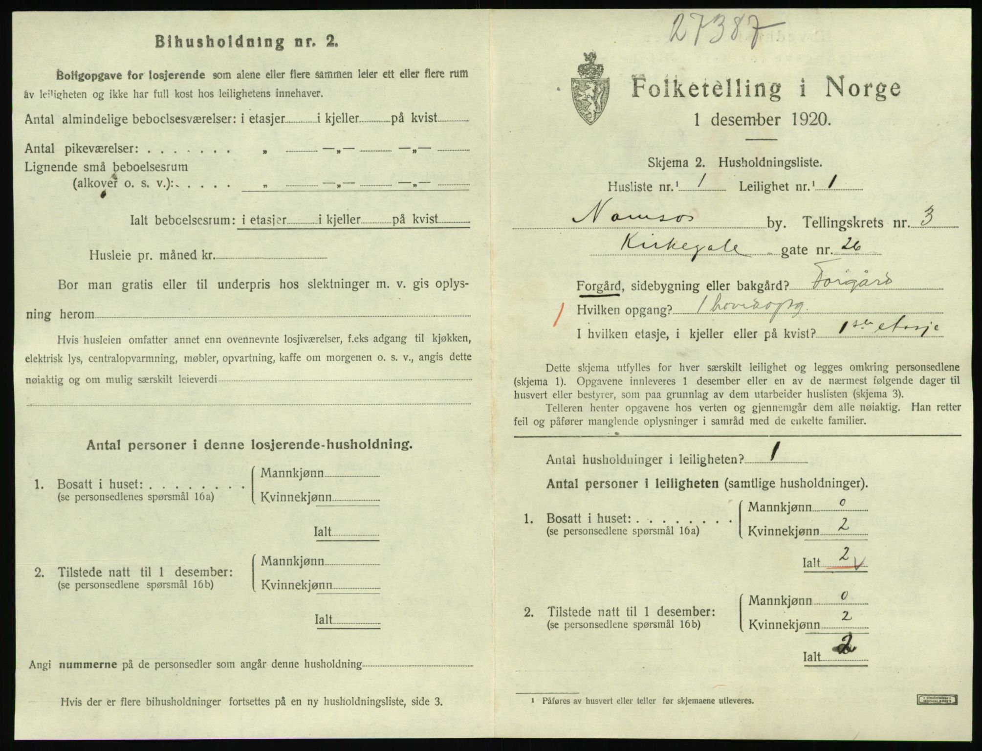 SAT, 1920 census for Namsos, 1920, p. 1131