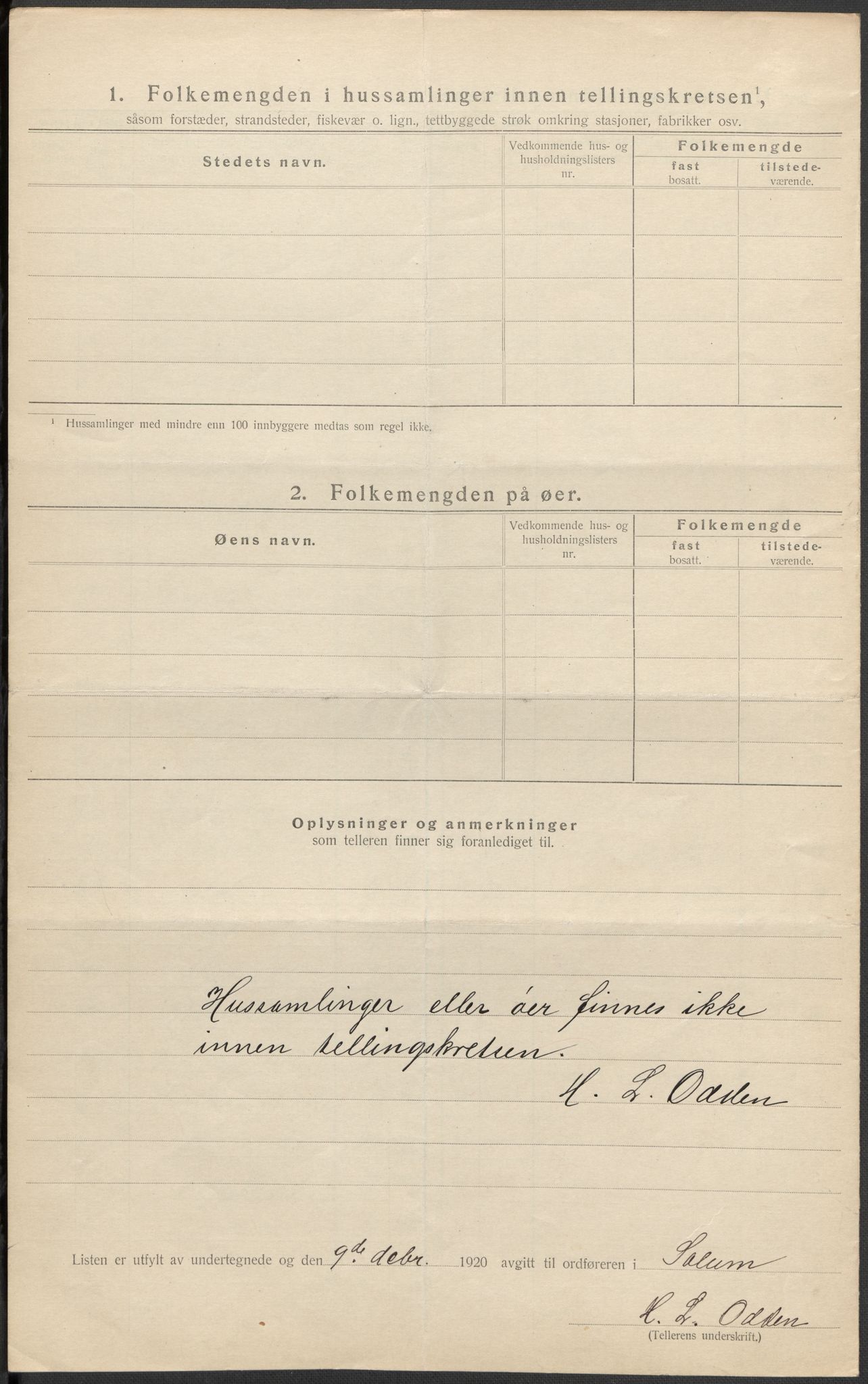 SAKO, 1920 census for Solum, 1920, p. 22