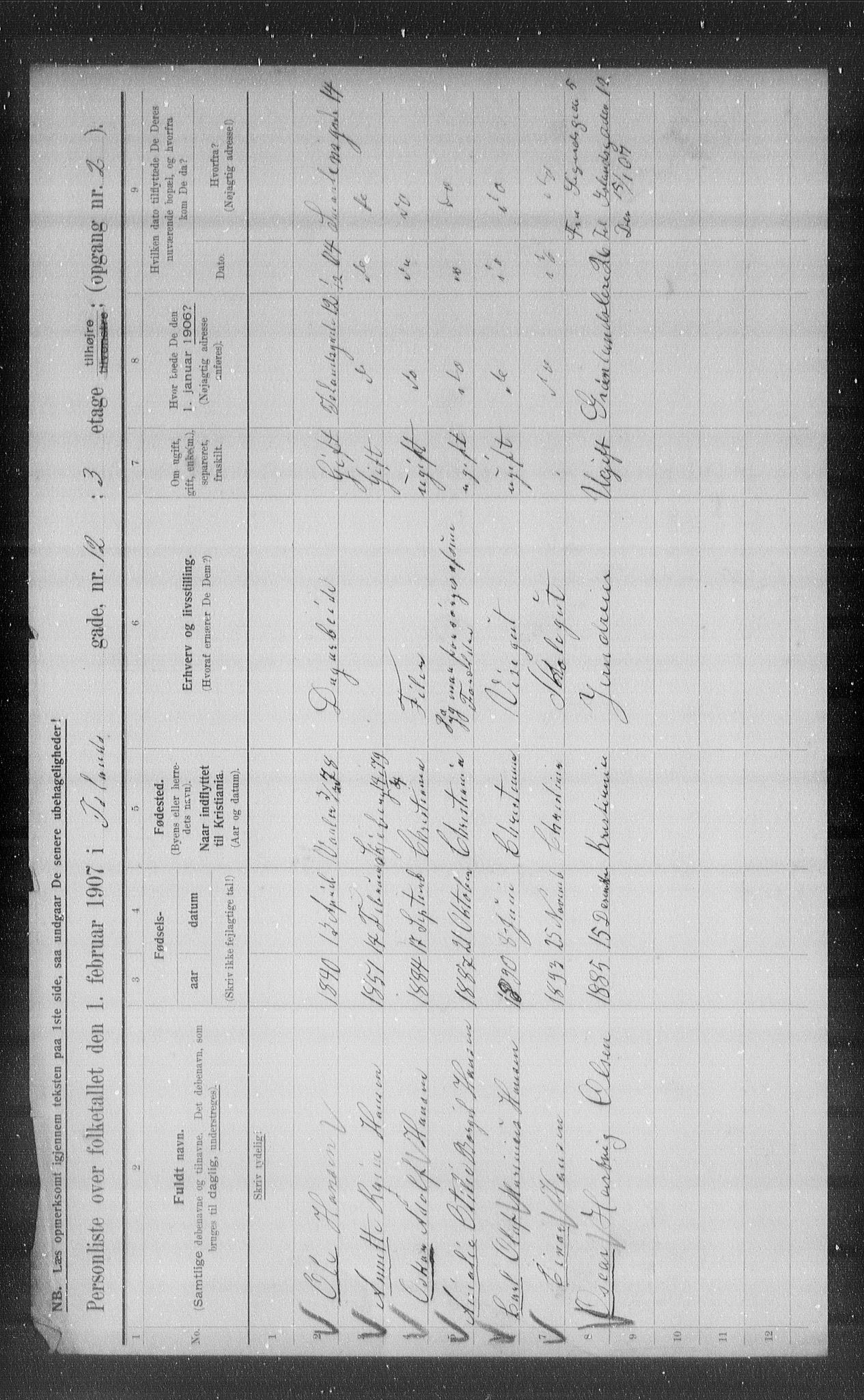 OBA, Municipal Census 1907 for Kristiania, 1907, p. 22942