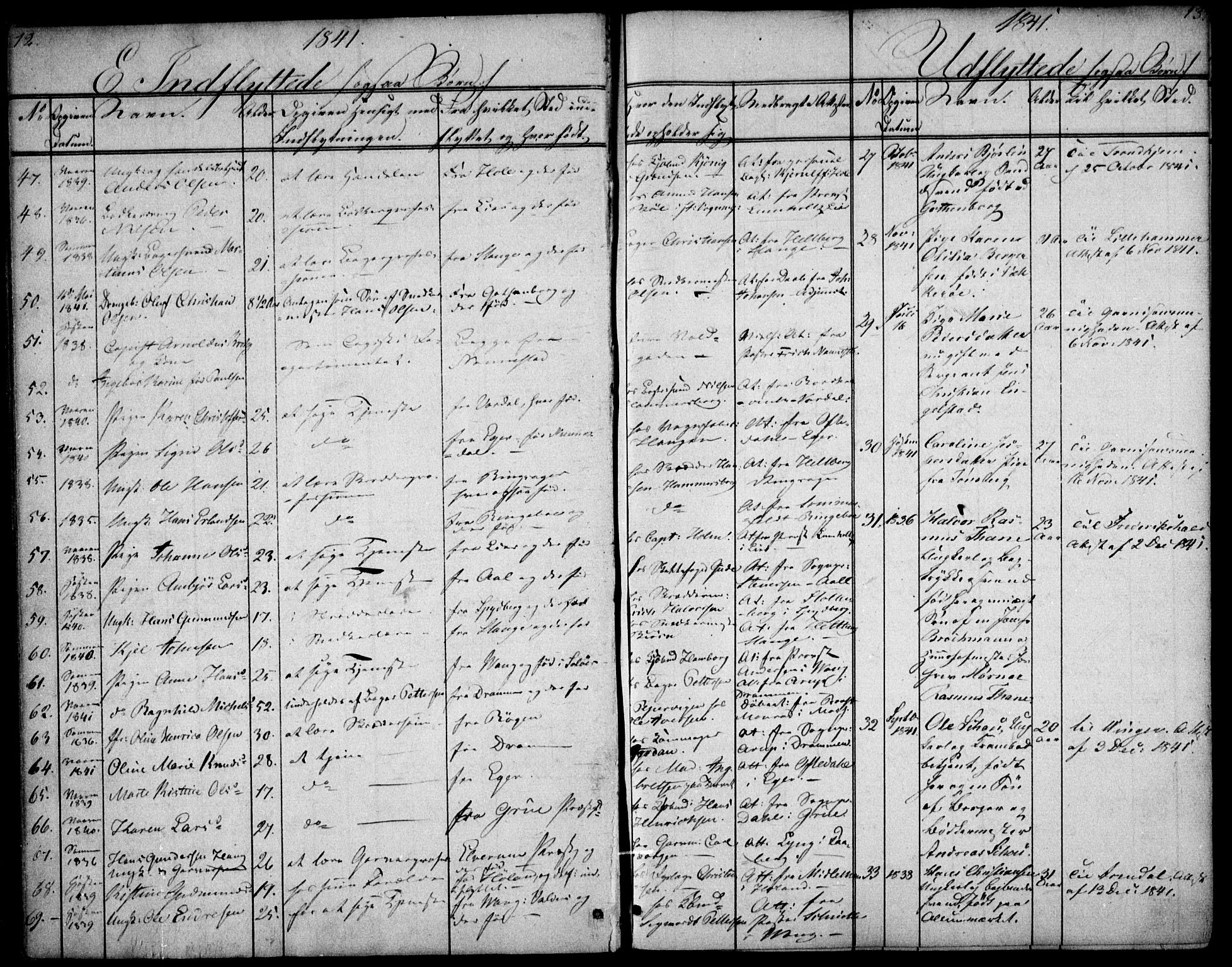 Oslo domkirke Kirkebøker, SAO/A-10752/F/Fa/L0028: Parish register (official) no. 28, 1840-1876, p. 12-13