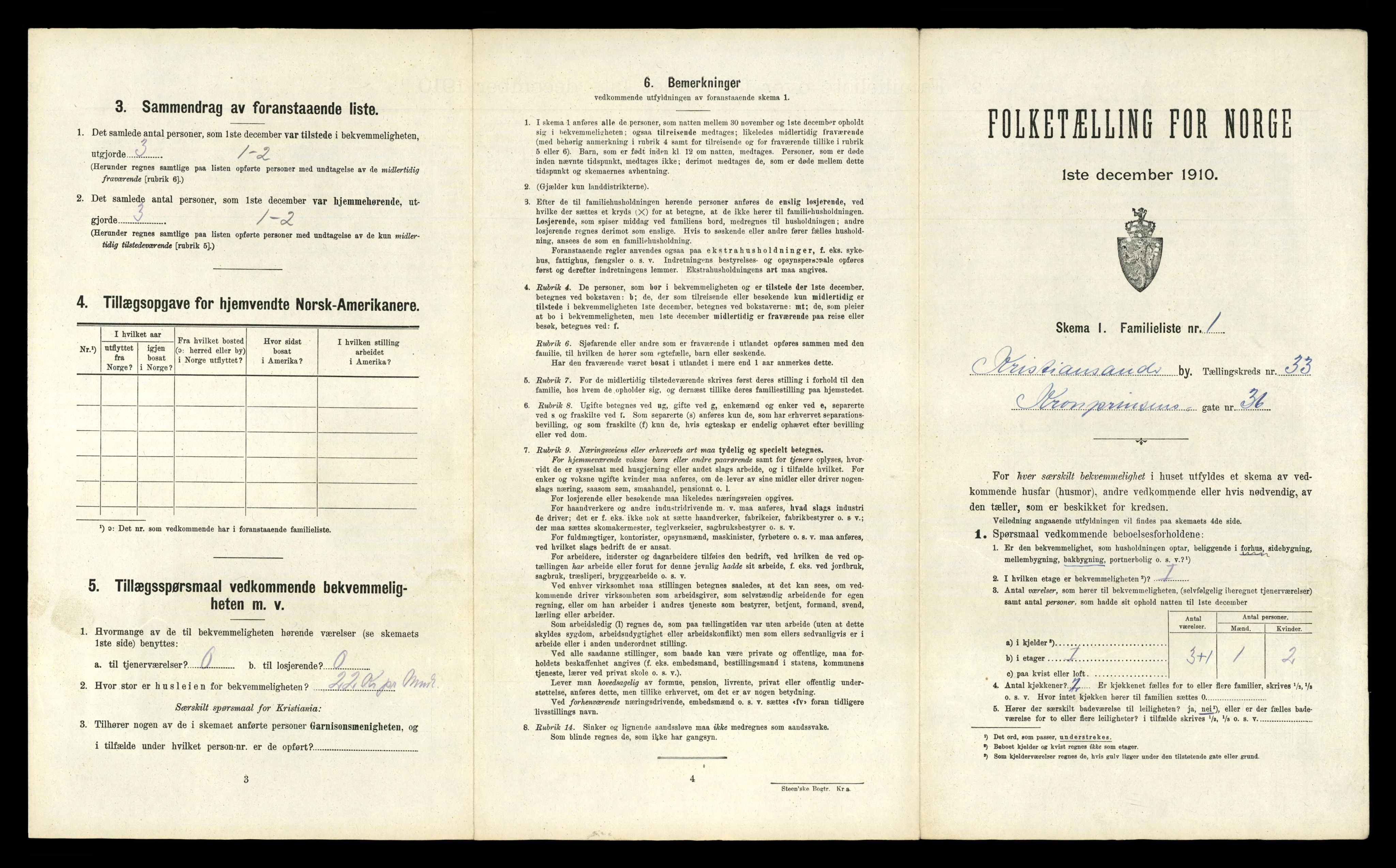 RA, 1910 census for Kristiansand, 1910, p. 8592