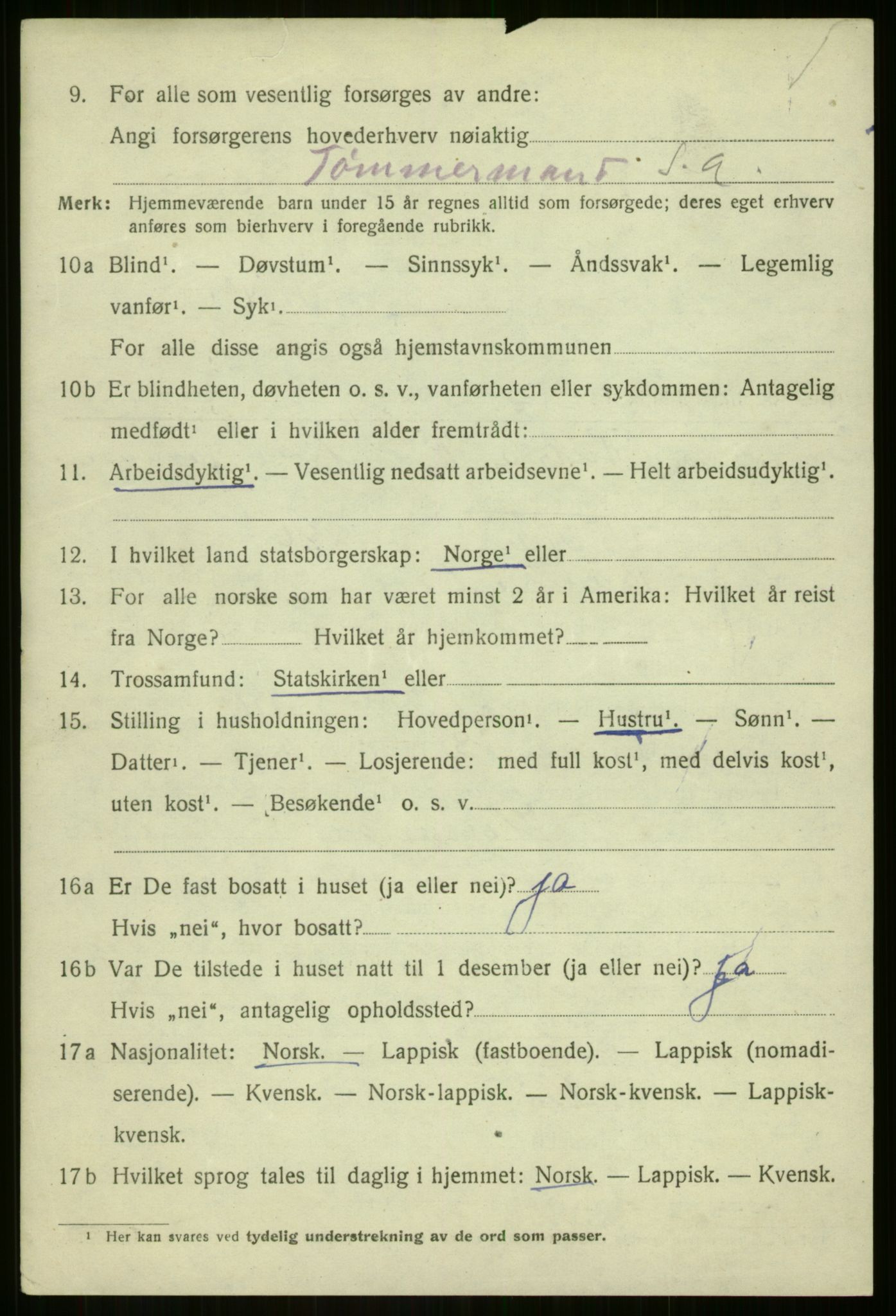 SATØ, 1920 census for Berg, 1920, p. 2423