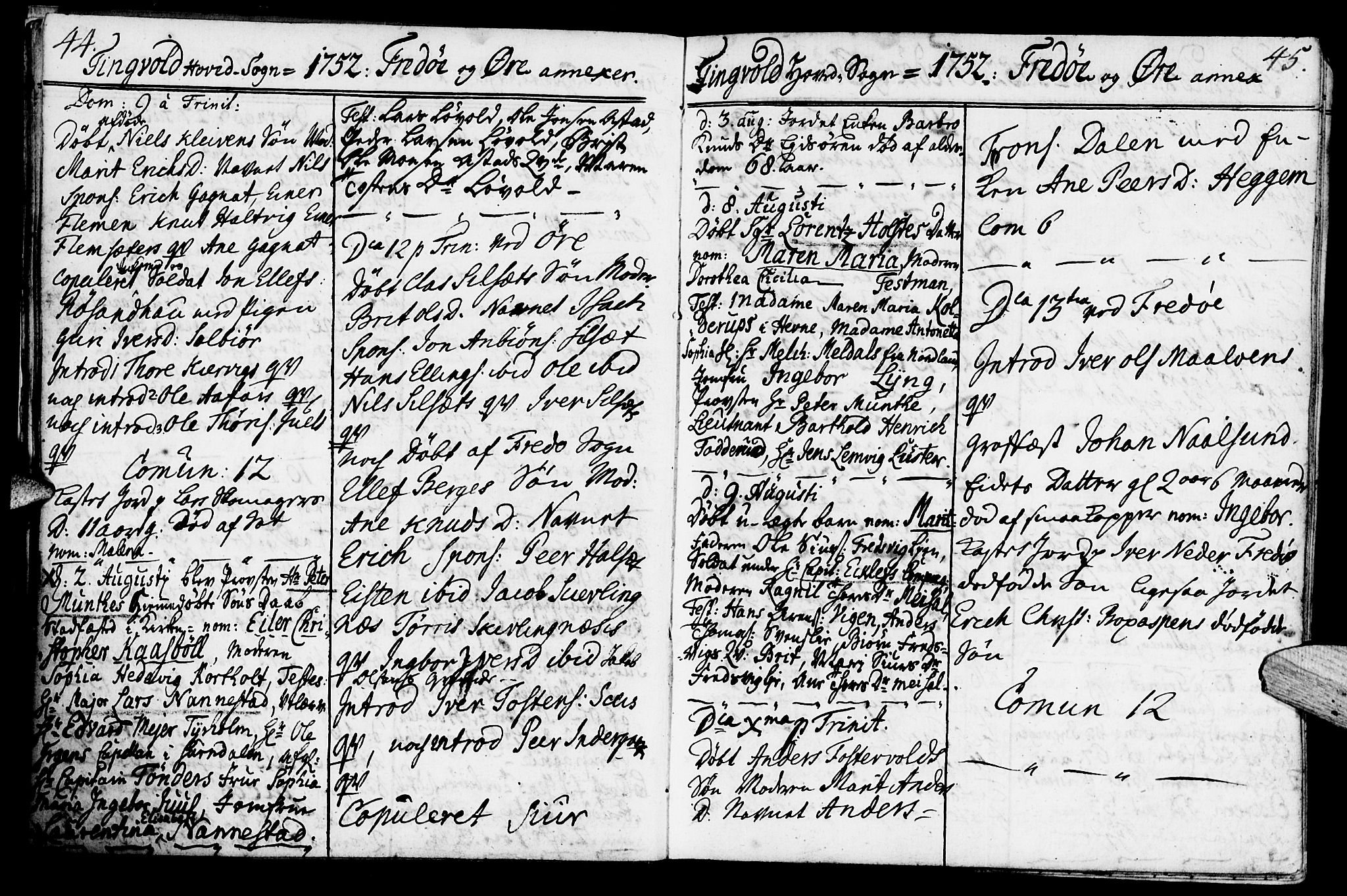 Ministerialprotokoller, klokkerbøker og fødselsregistre - Møre og Romsdal, SAT/A-1454/586/L0979: Parish register (official) no. 586A05, 1751-1776, p. 44-45