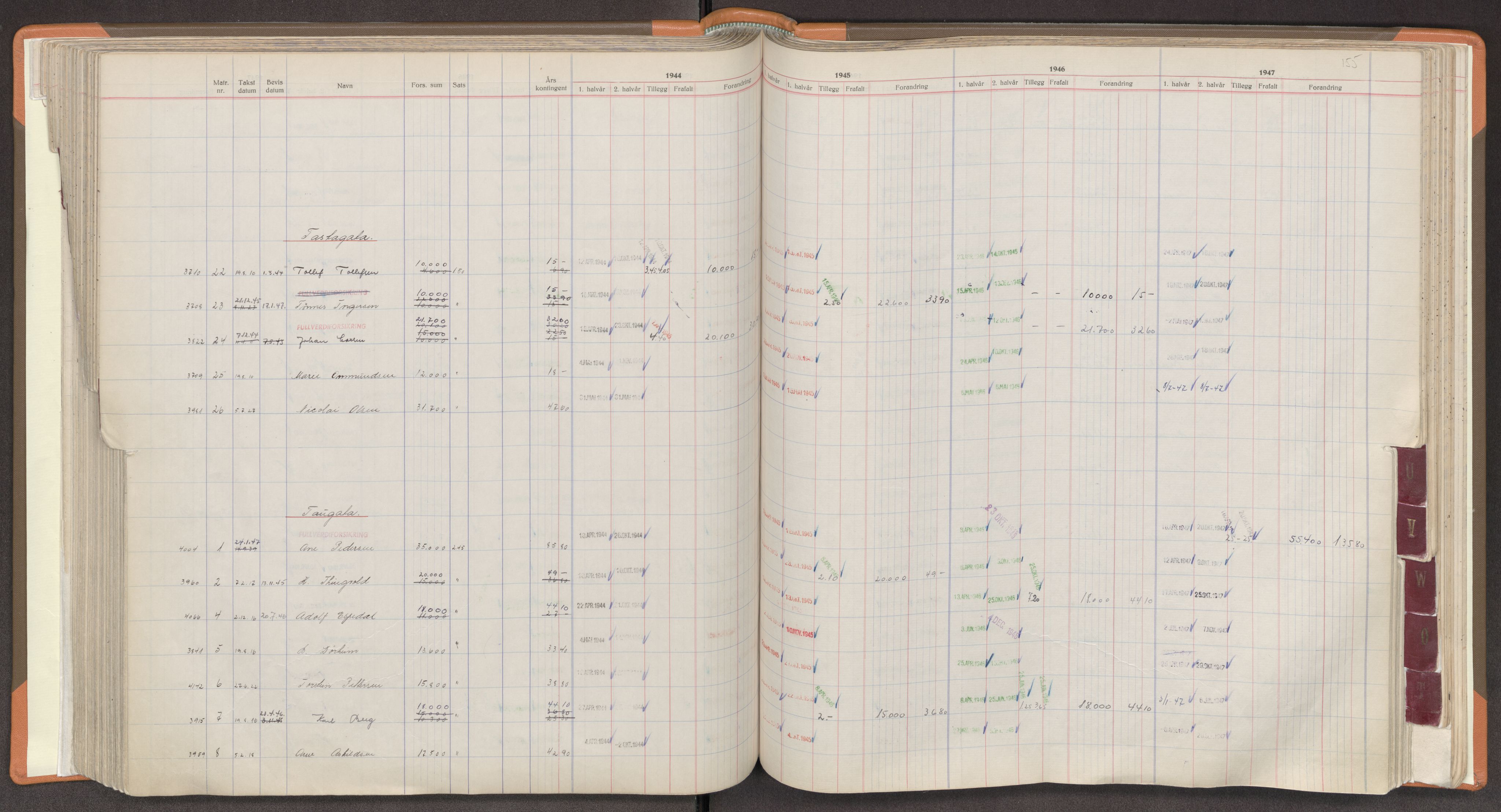 Norges Brannkasse Stavanger, AV/SAST-A-102143/F/Fc/L0009: Brannkontingentprotokoll M-Ø, 1944-1947, p. 155