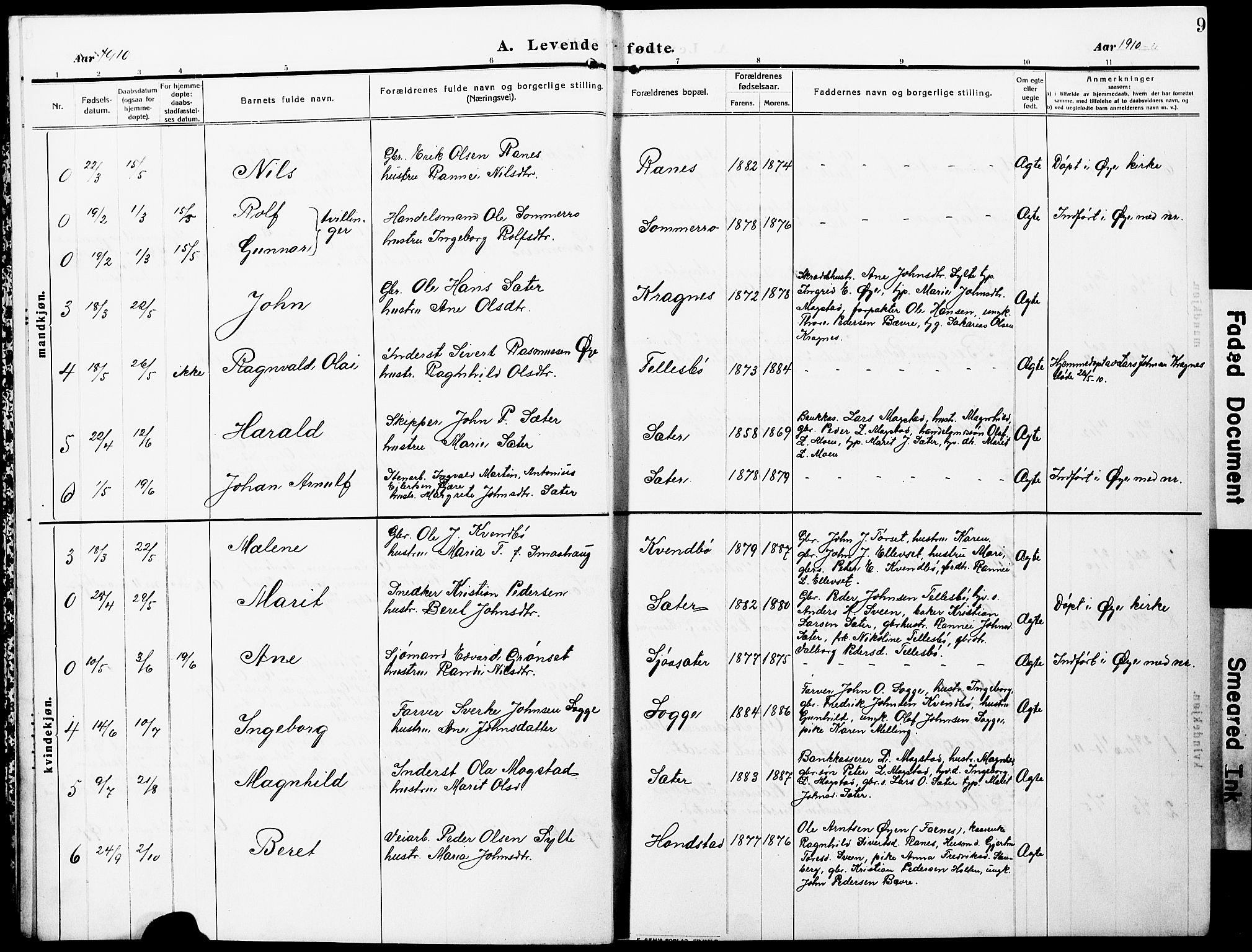 Ministerialprotokoller, klokkerbøker og fødselsregistre - Møre og Romsdal, AV/SAT-A-1454/596/L1059: Parish register (copy) no. 596C02, 1908-1922, p. 9