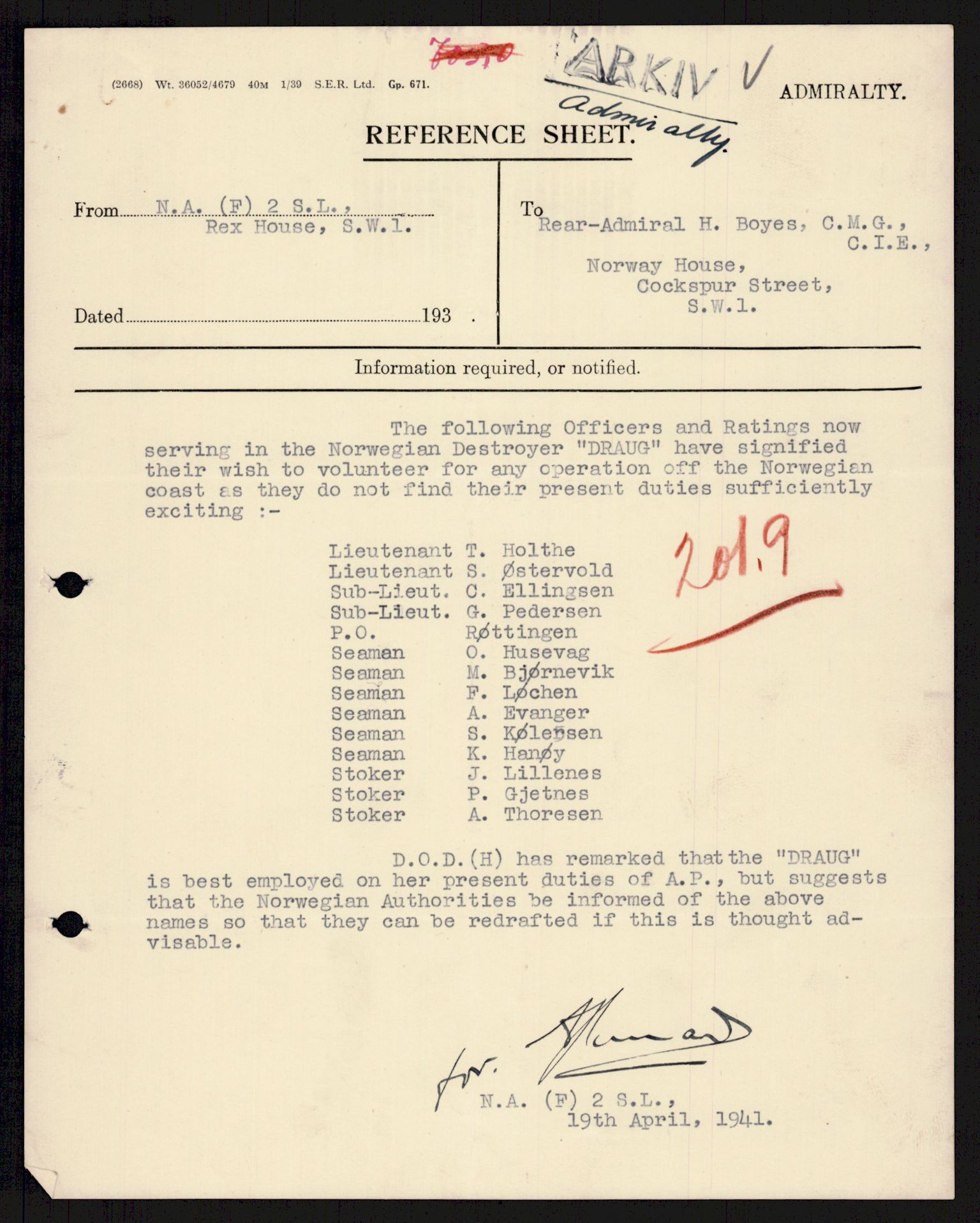 Forsvaret, Sjøforsvarets overkommando, AV/RA-RAFA-2035/D/Dc/L0193: --, 1940-1951, p. 1060