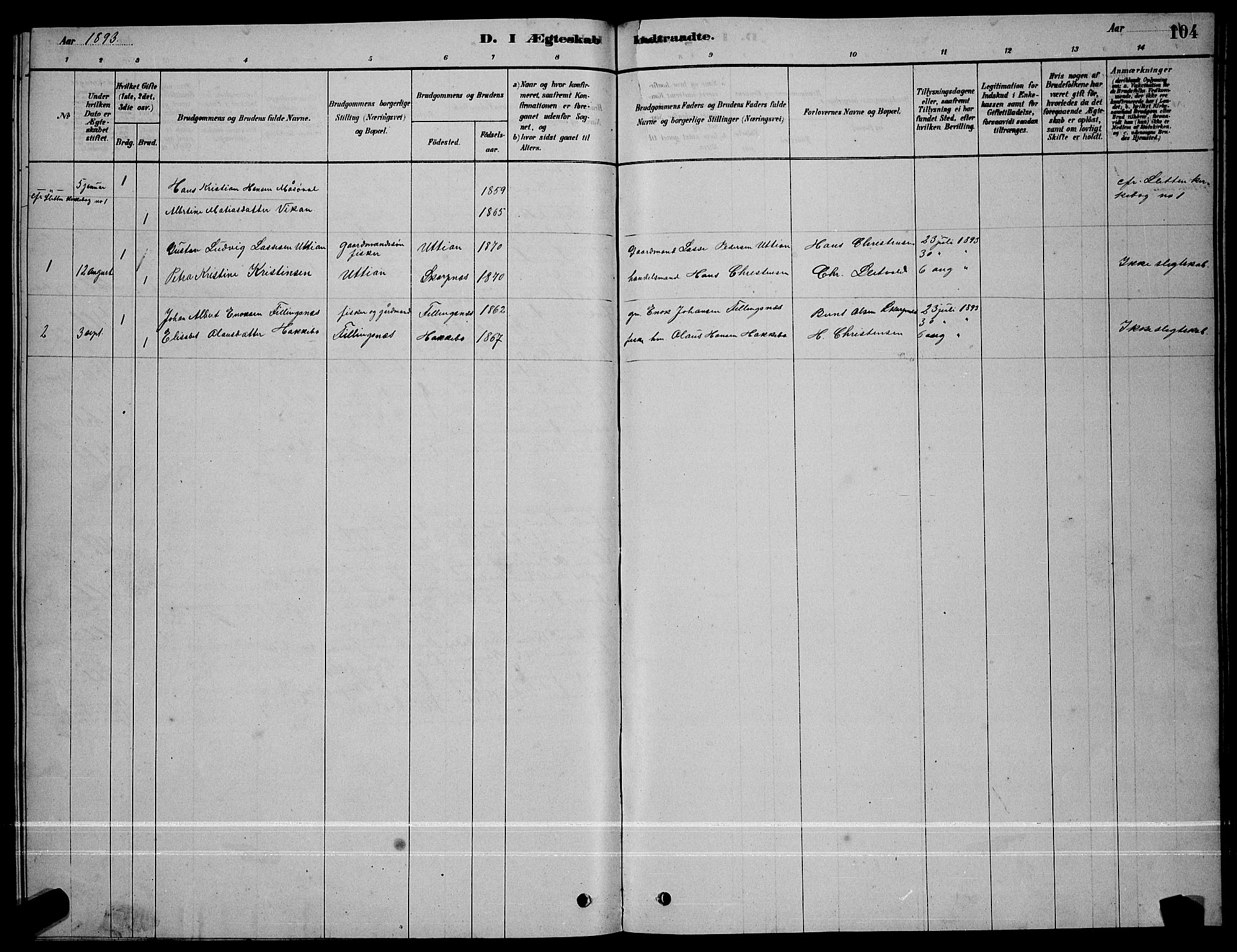 Ministerialprotokoller, klokkerbøker og fødselsregistre - Sør-Trøndelag, SAT/A-1456/641/L0597: Parish register (copy) no. 641C01, 1878-1893, p. 104
